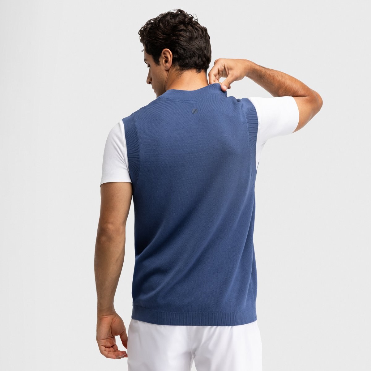 Colete de Malha Tenis com Gola em V Serve Blue Siroko Azul-2