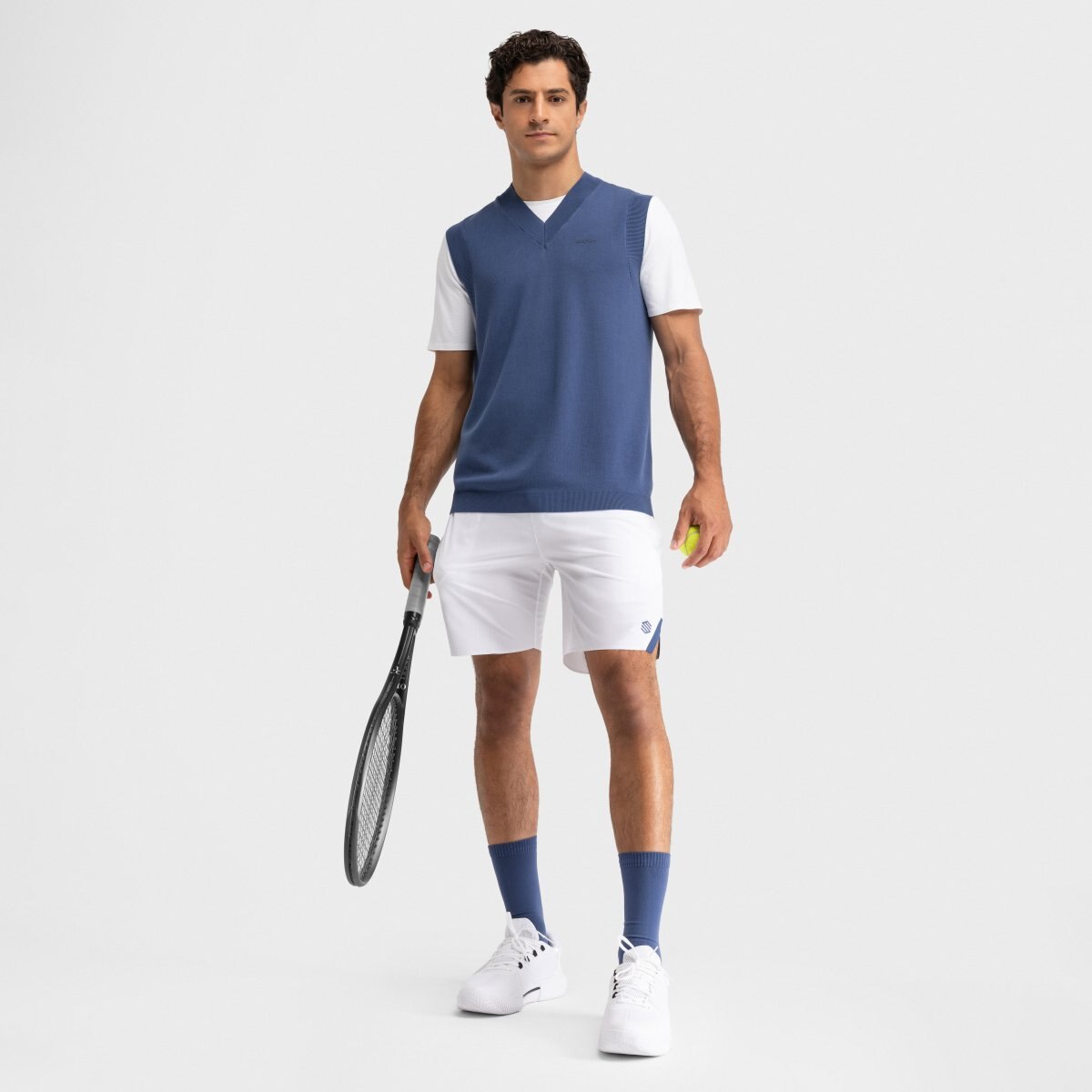 Colete de Malha Tenis com Gola em V Serve Blue Siroko Azul-3