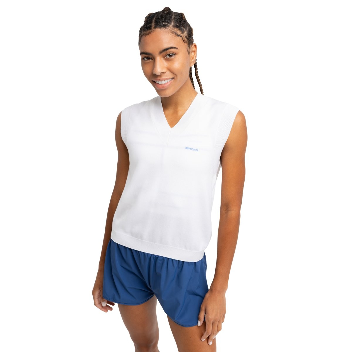 Colete de Malha Tenis com Gola em V Smash White Siroko Branco-1