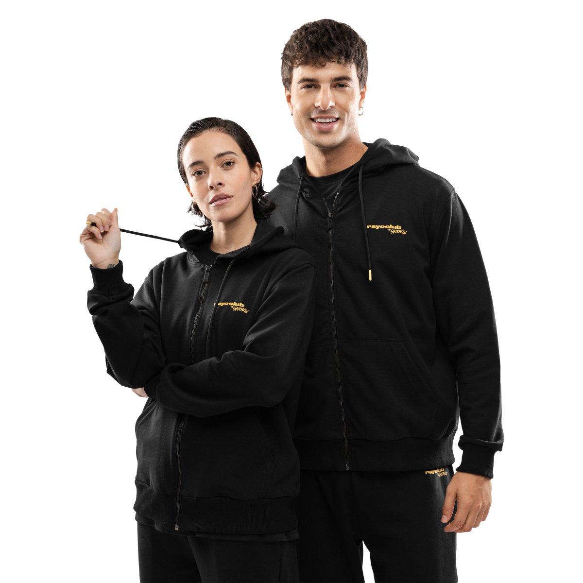 Sweatshirt com Capuz e Fecho Zip Unissexo Rayo Club Rc Split Black Siroko Preto-1