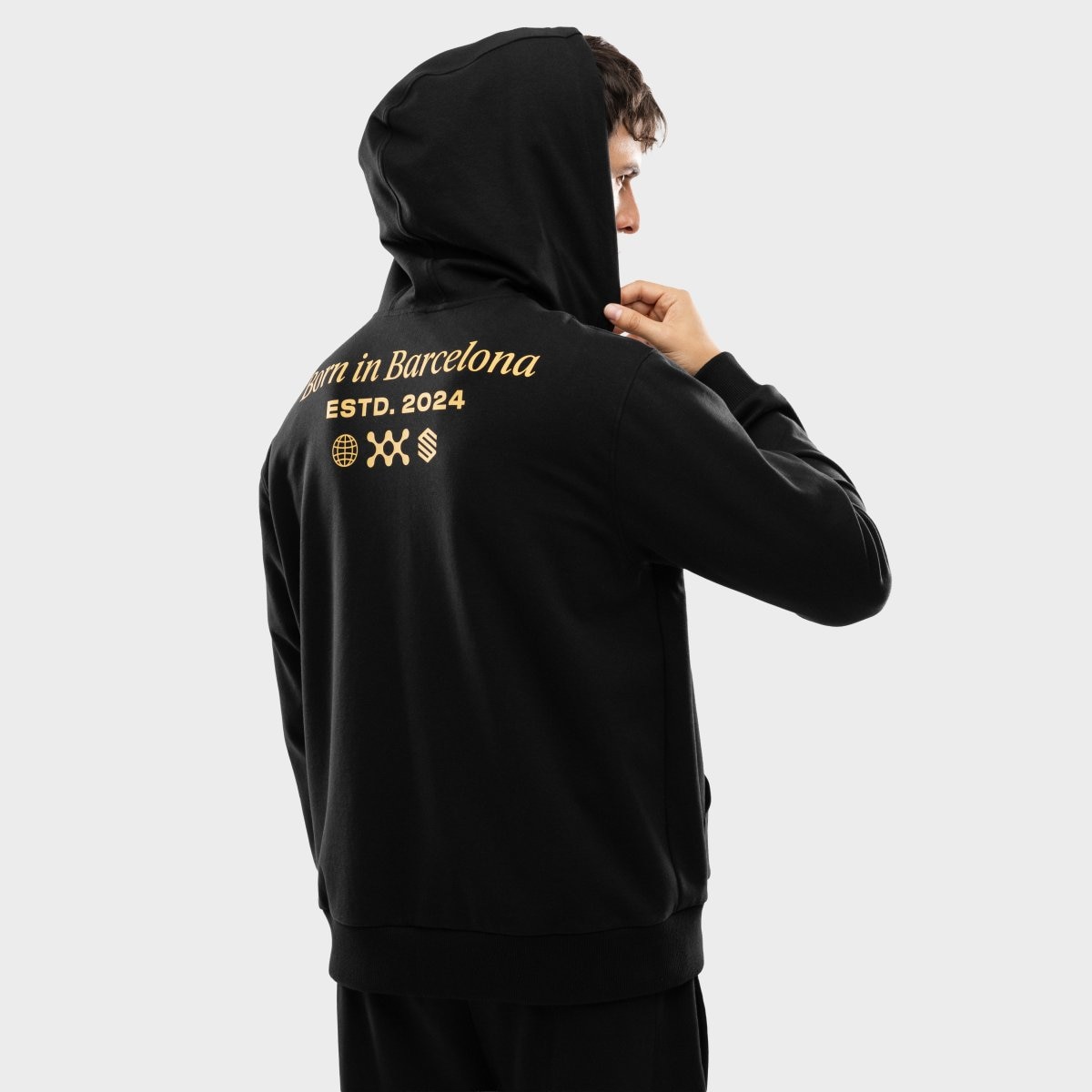 Sweatshirt com Capuz e Fecho Zip Unissexo Rayo Club Rc Split Black Siroko Preto-2