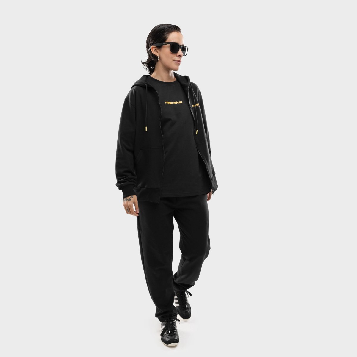 Sweatshirt com Capuz e Fecho Zip Unissexo Rayo Club Rc Split Black Siroko Preto-3