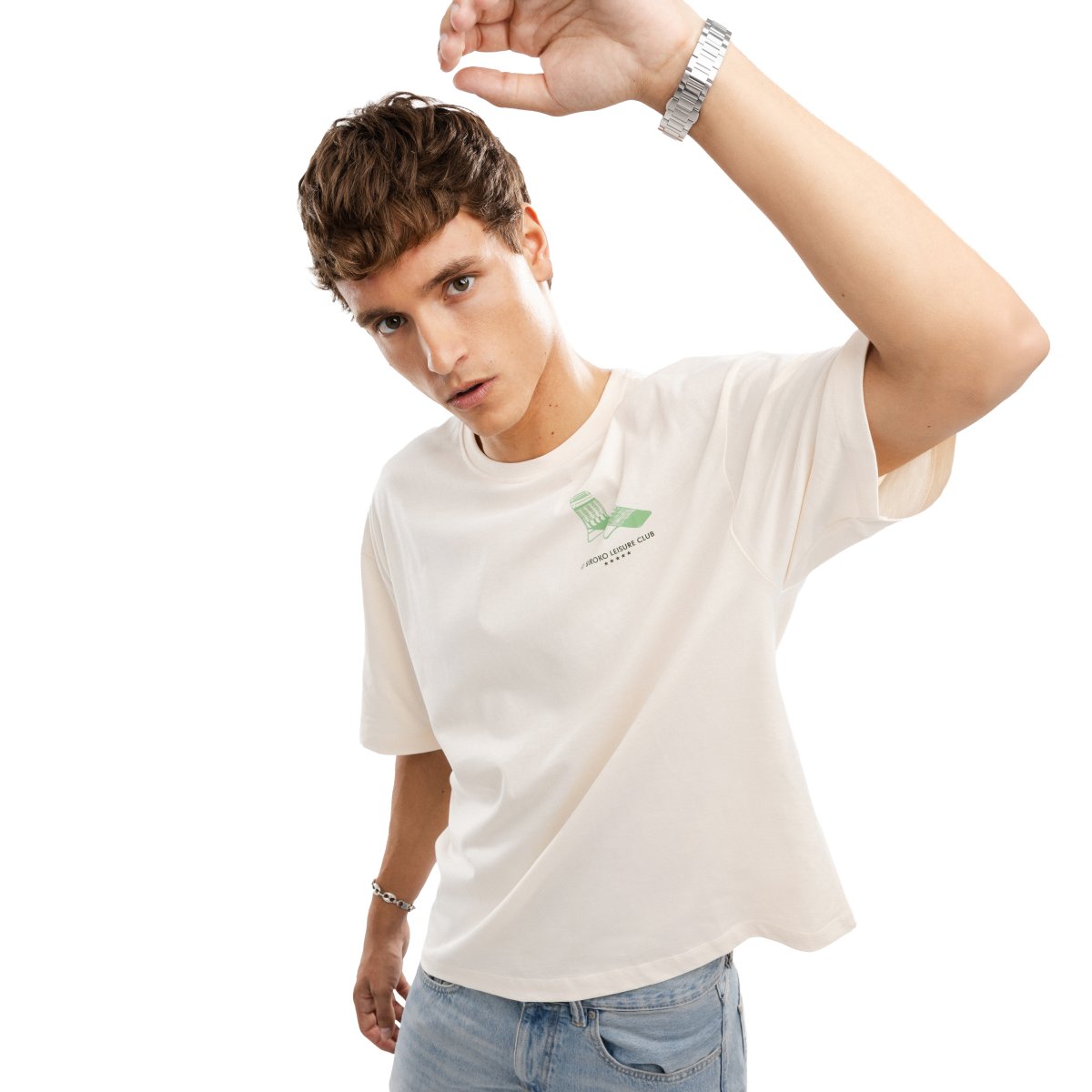 T-shirt de Manga Curta em Algodão Orgânico Siroko Bege-1