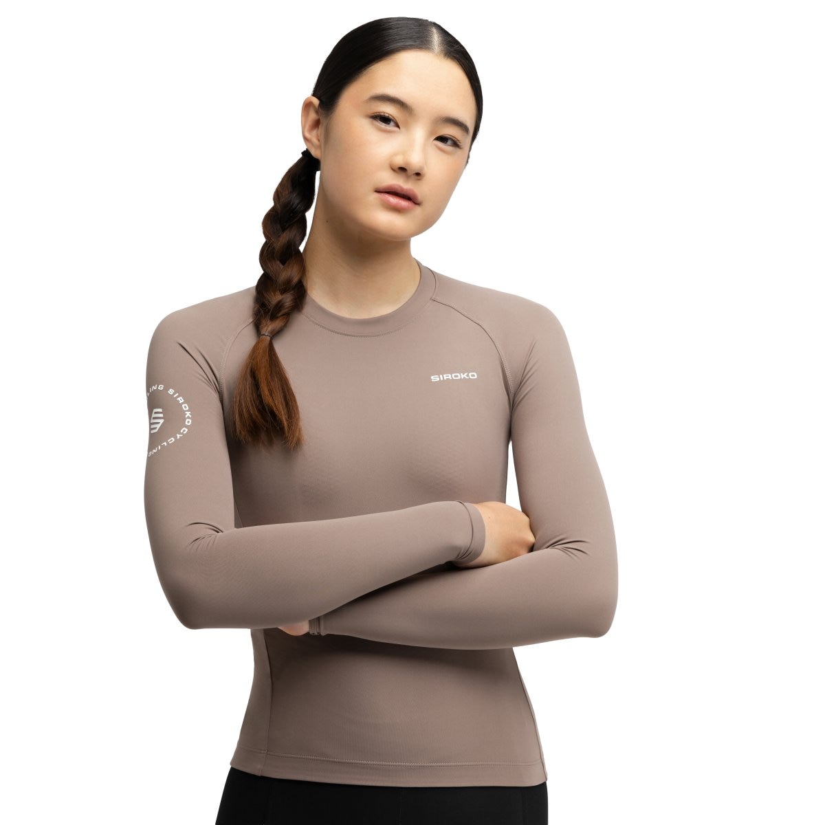 Maillot Ciclismo de Manga Comprida sem Fecho Zip M9-w Scanuppia Siroko Castanho-1