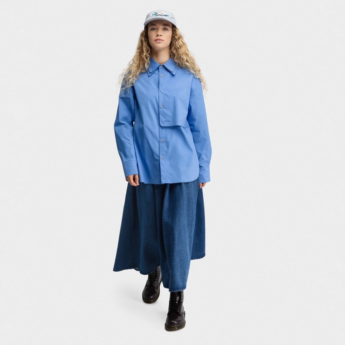 Camisa Oversize de Manga Comprida Marlene-w Siroko Azul-3