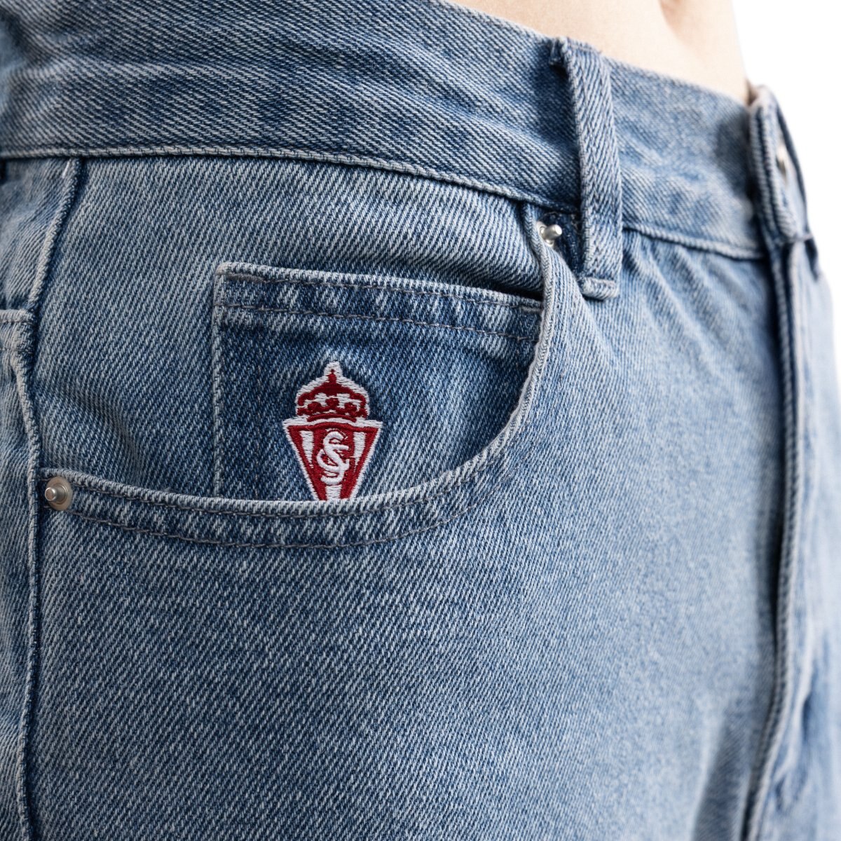 Calças Jeans Barrel 120 Aniversário Real Sporting de Gijón Sc120 Voyager-w Denim Siroko Azul-4
