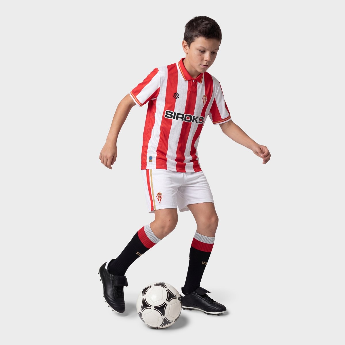 T-shirt Jogador 1ª Equipação Oficial Do Real Sporting de Gijón Infantil Rsg Home Tee Player K Siroko Vermelho / Branco-3