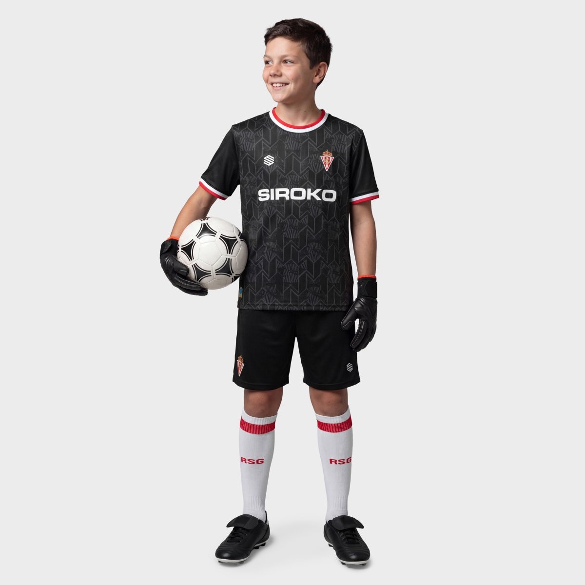 T-shirt Guarda-redes 1ª Equipamento Oficial Do Real Sporting de Gijón Infantil Rsg Home Tee Goalie K Siroko Preto-3