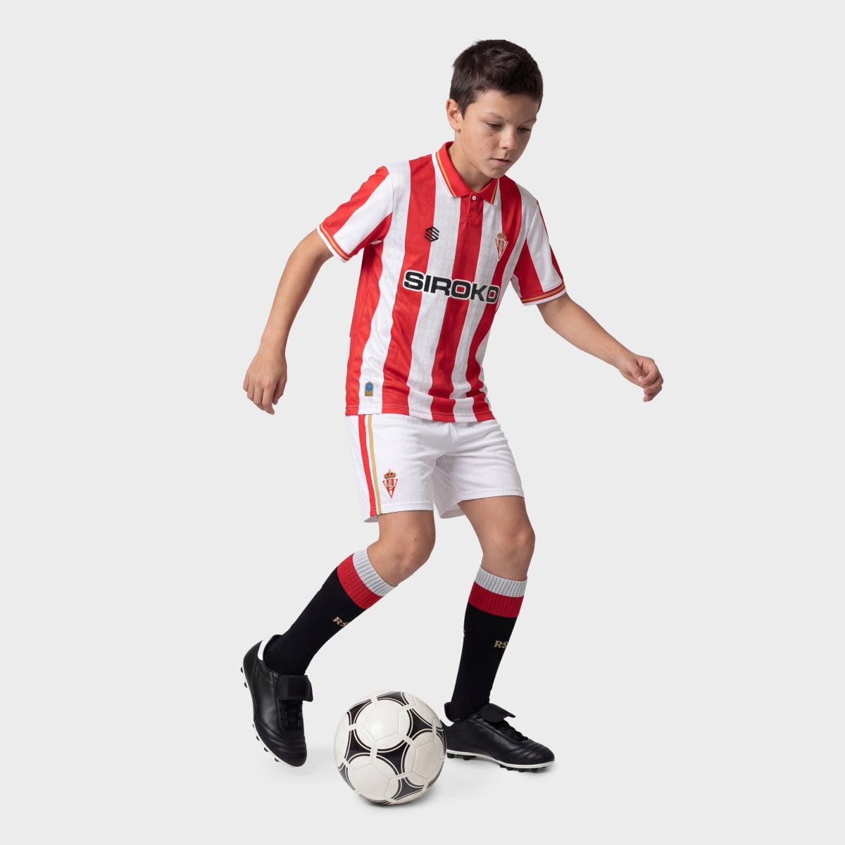 Calções Equipamento Oficial Do Real Sporting de Gijón Infantil Rsg Home Shorts K Siroko Branco-3