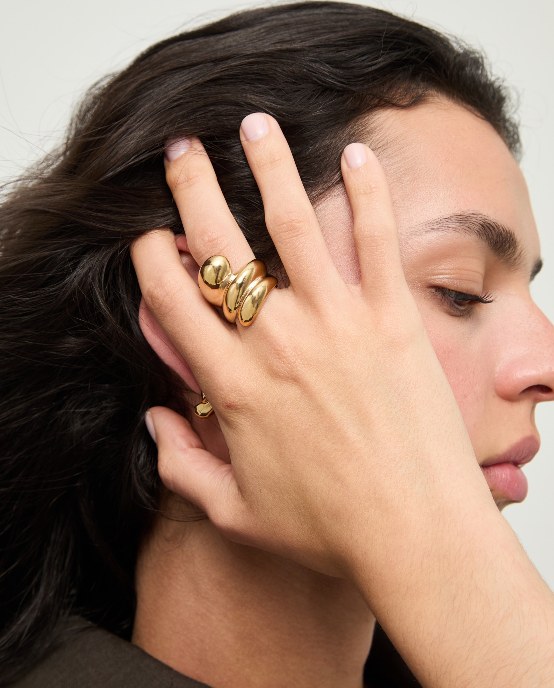 Anel Banhado a Ouro 18k em Forma de Espiral Ouro-4