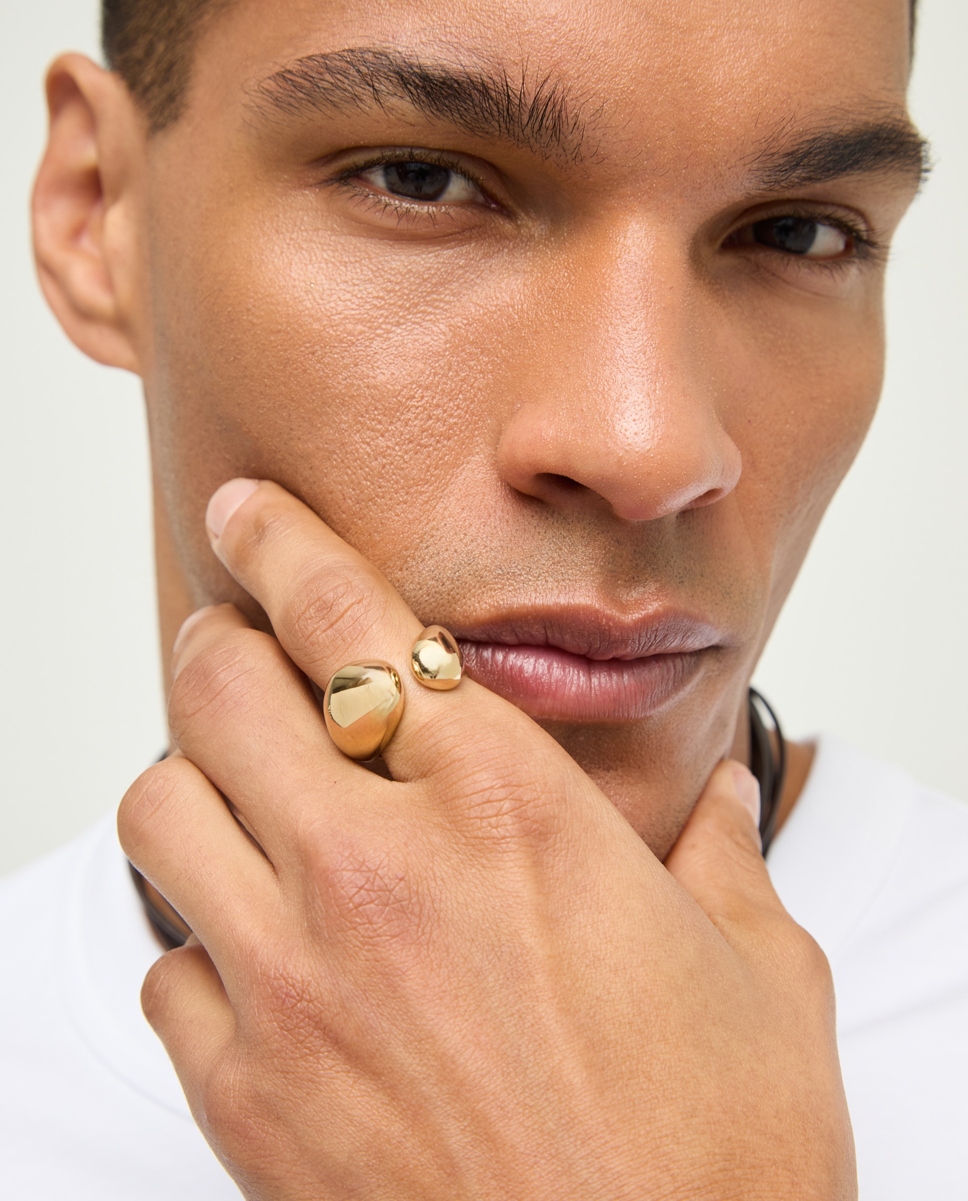 Anel Banhado a Ouro 18k com Duas Gotas nas Extremidades Ouro-4