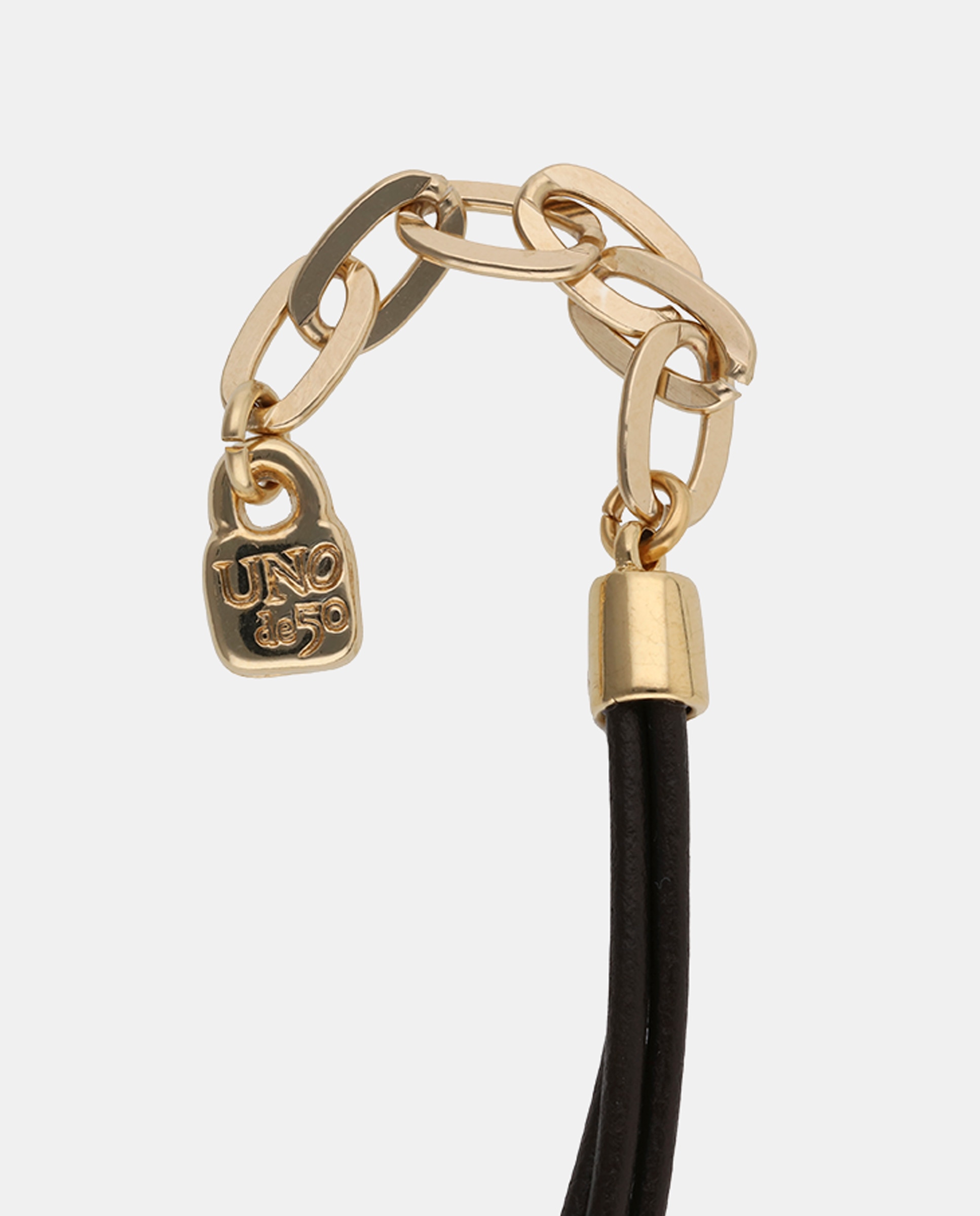 Colar de Couro Comprido com Espiral Banhada a Ouro 18k Ouro-2