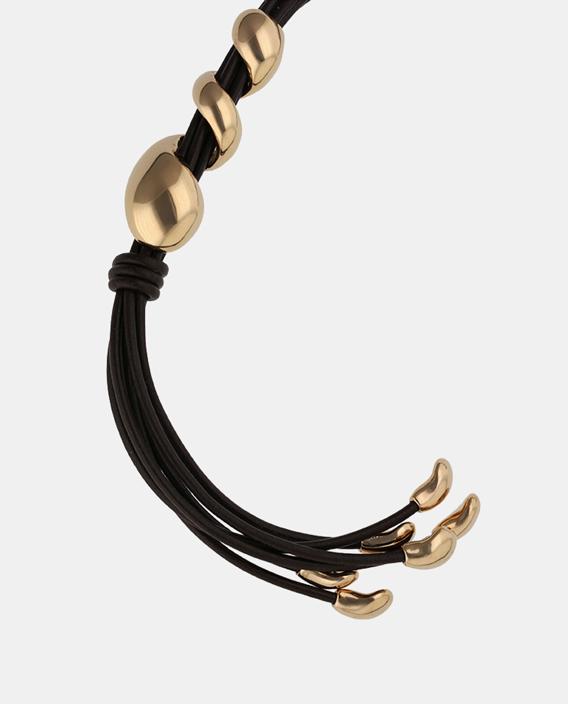 Colar de Couro Comprido com Espiral Banhada a Ouro 18k Ouro-3