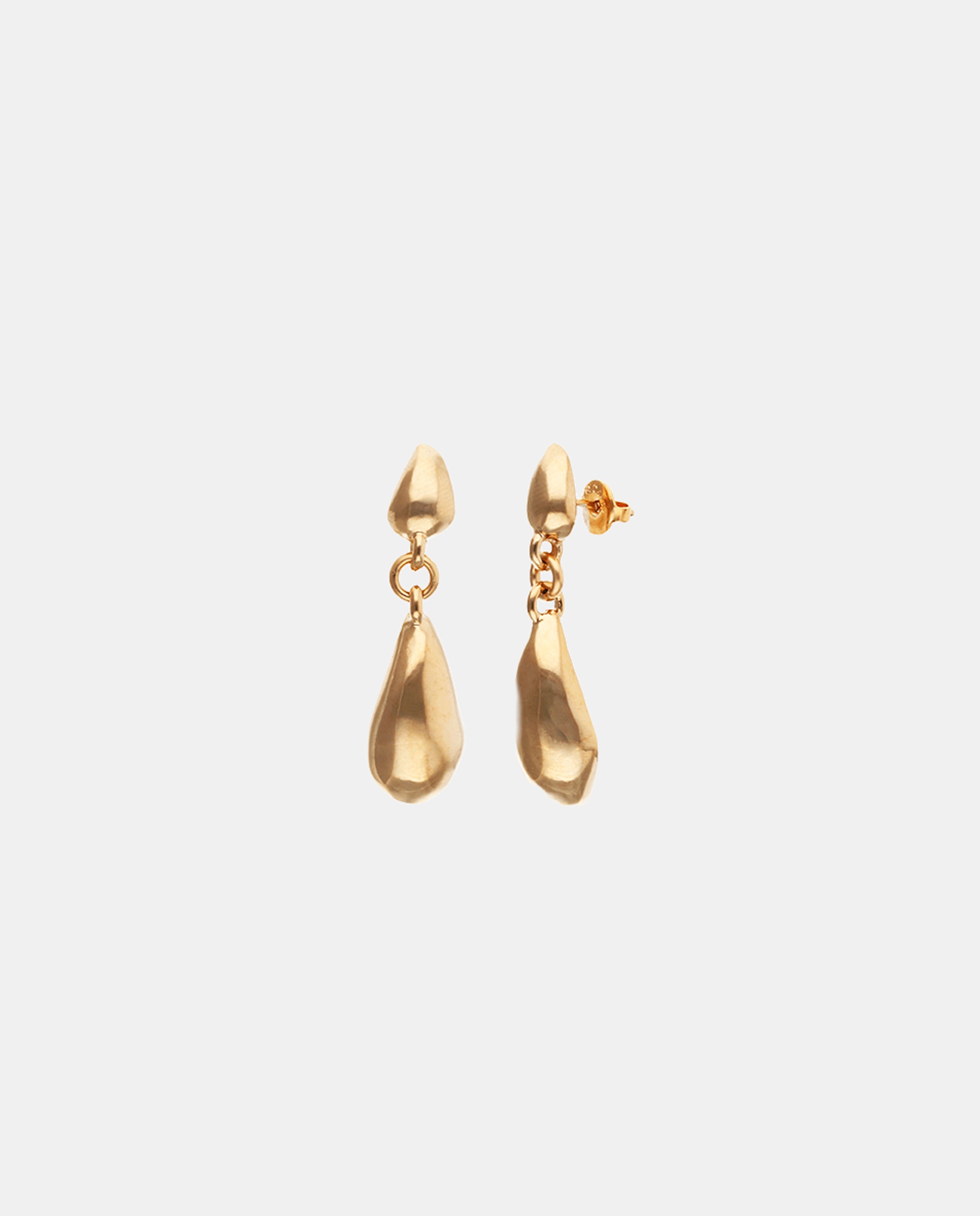 Brincos Compridos Banhados a Ouro 18k com Forma de Gotas Ouro-2