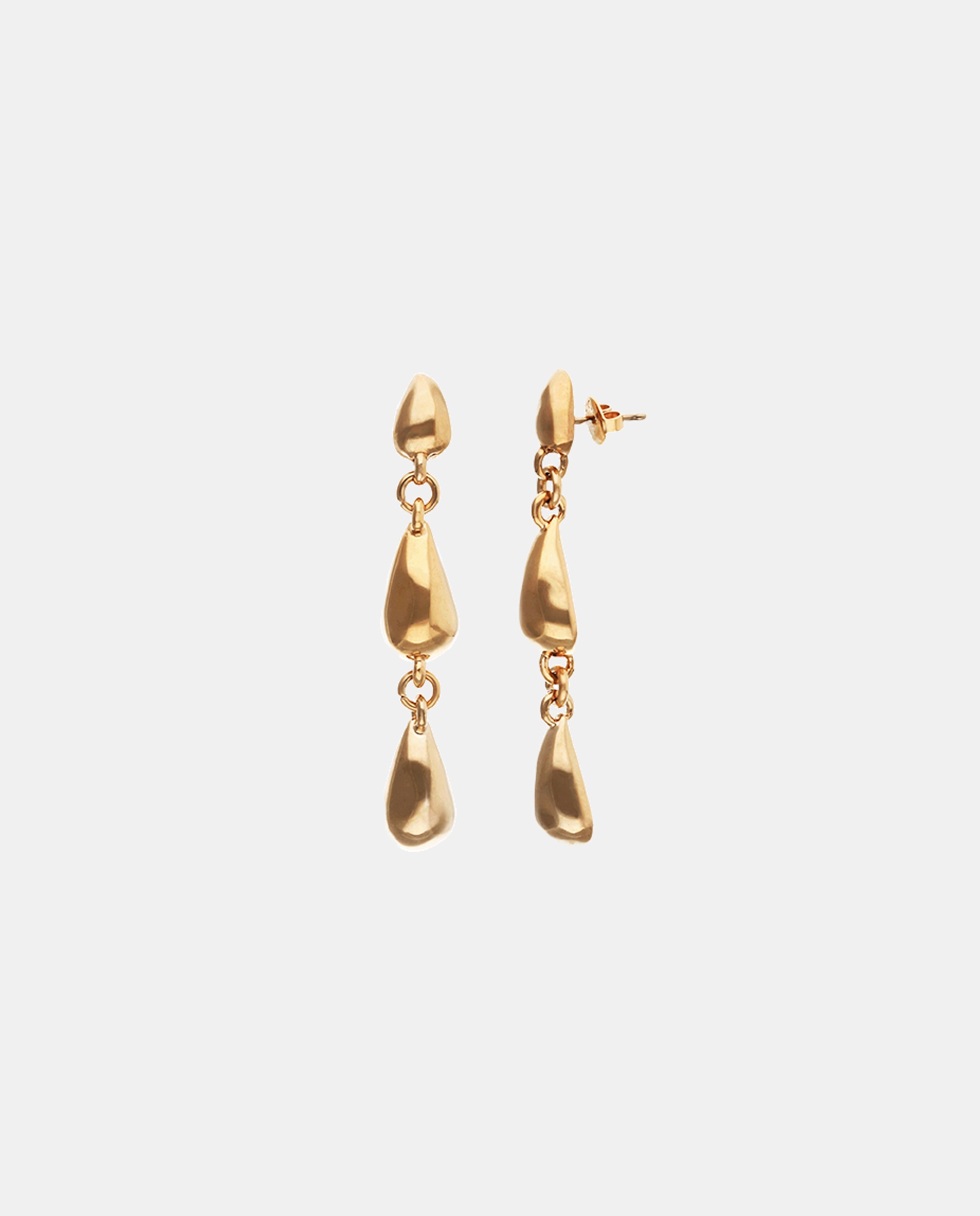 Brincos Compridos Banhados a Ouro 18k com Forma de Várias Gotas Ouro-2