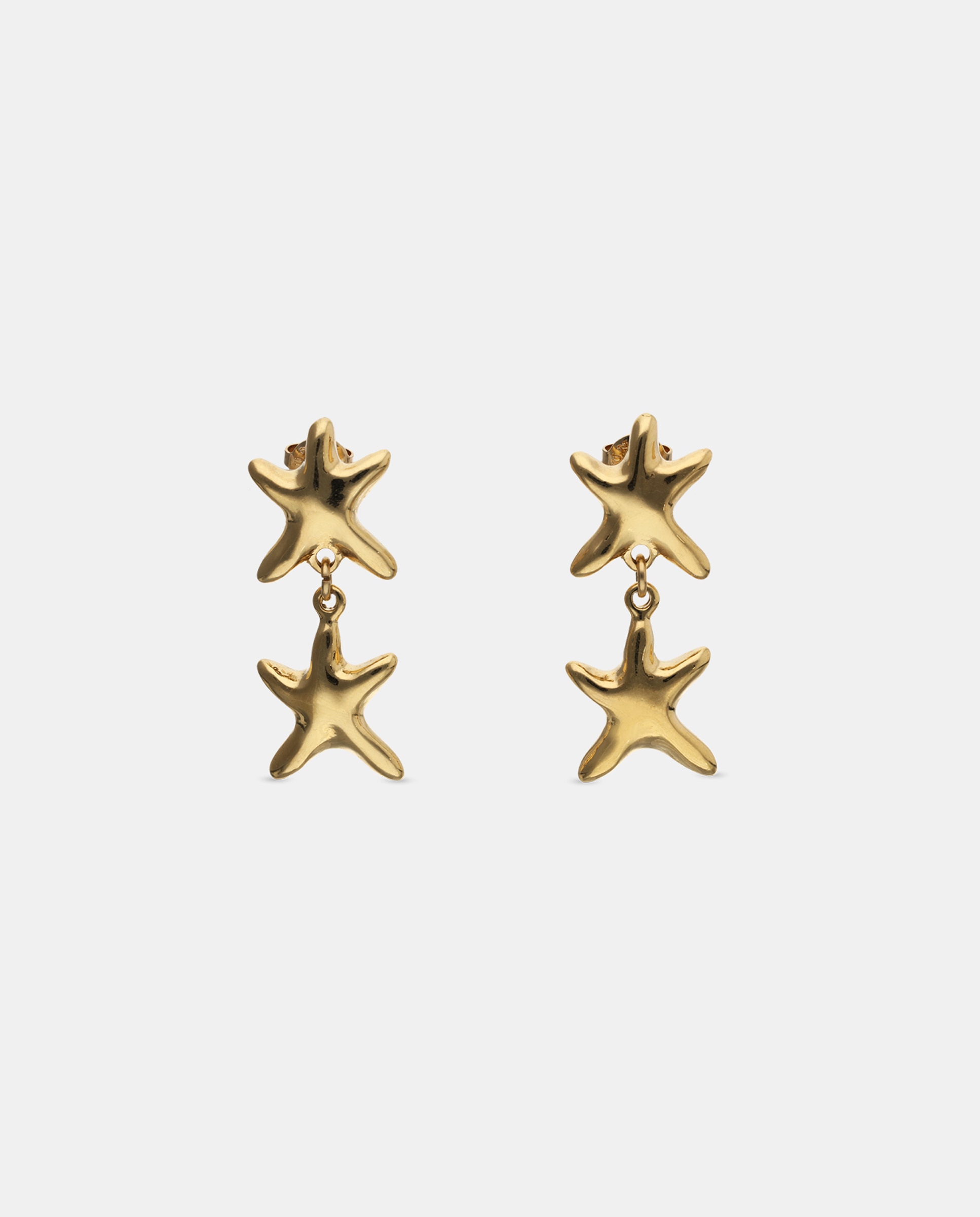 Brincos Banhados a Ouro 18k com Duas Estrelas Ouro-1