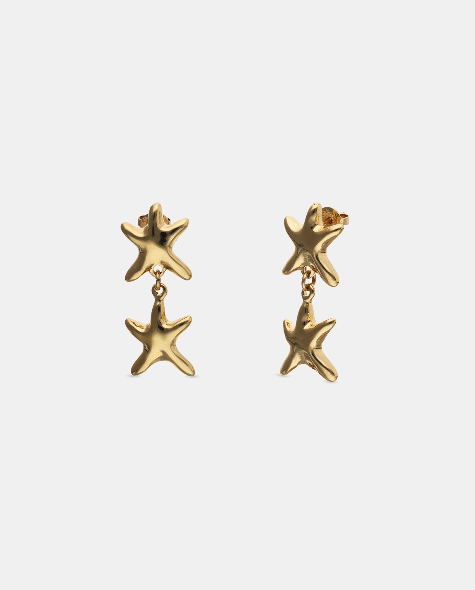 Brincos Banhados a Ouro 18k com Duas Estrelas Ouro-2