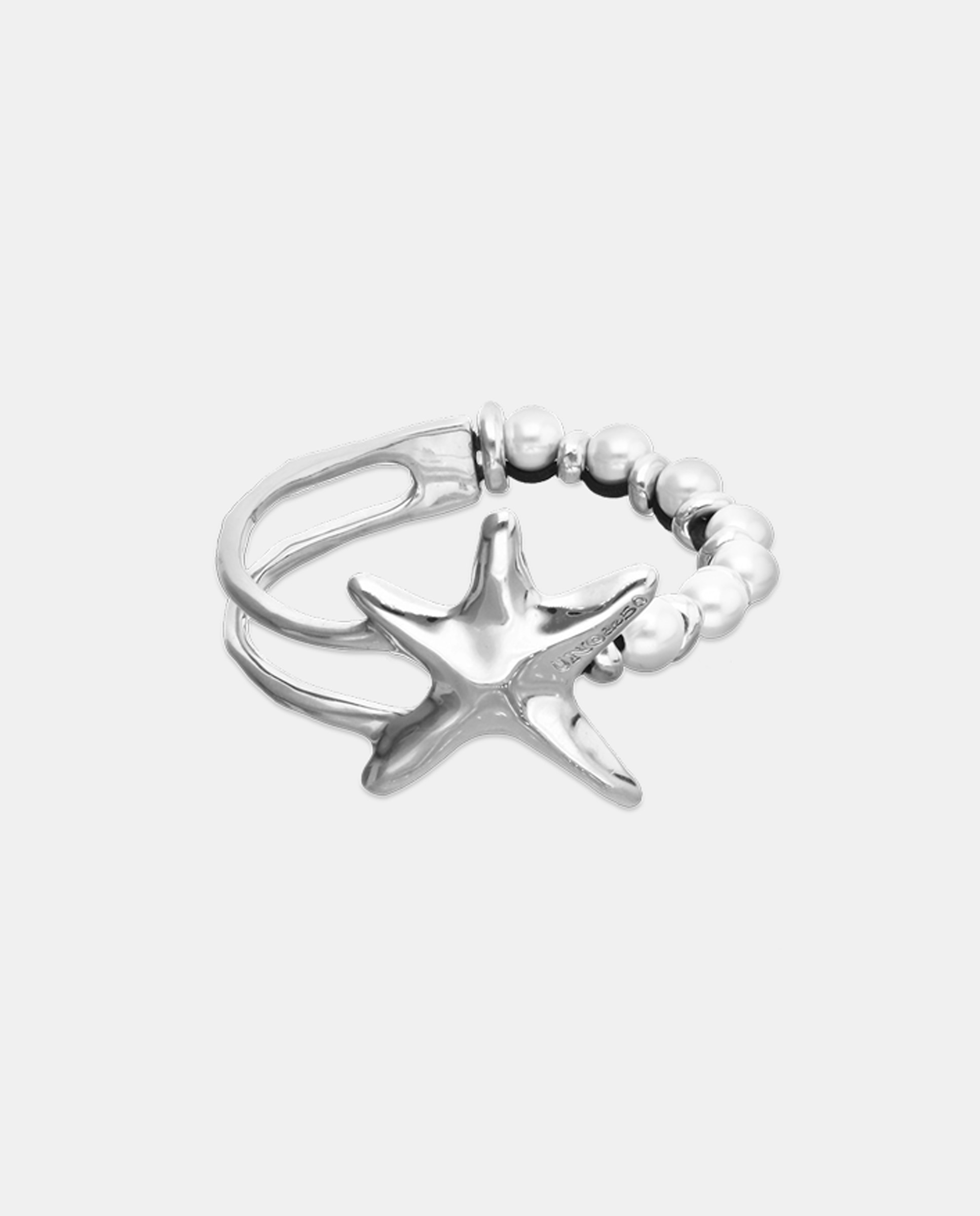 Pulseira Semirrígida Banhada em Prata com Forma de Estrela e Pérolas Prata-1