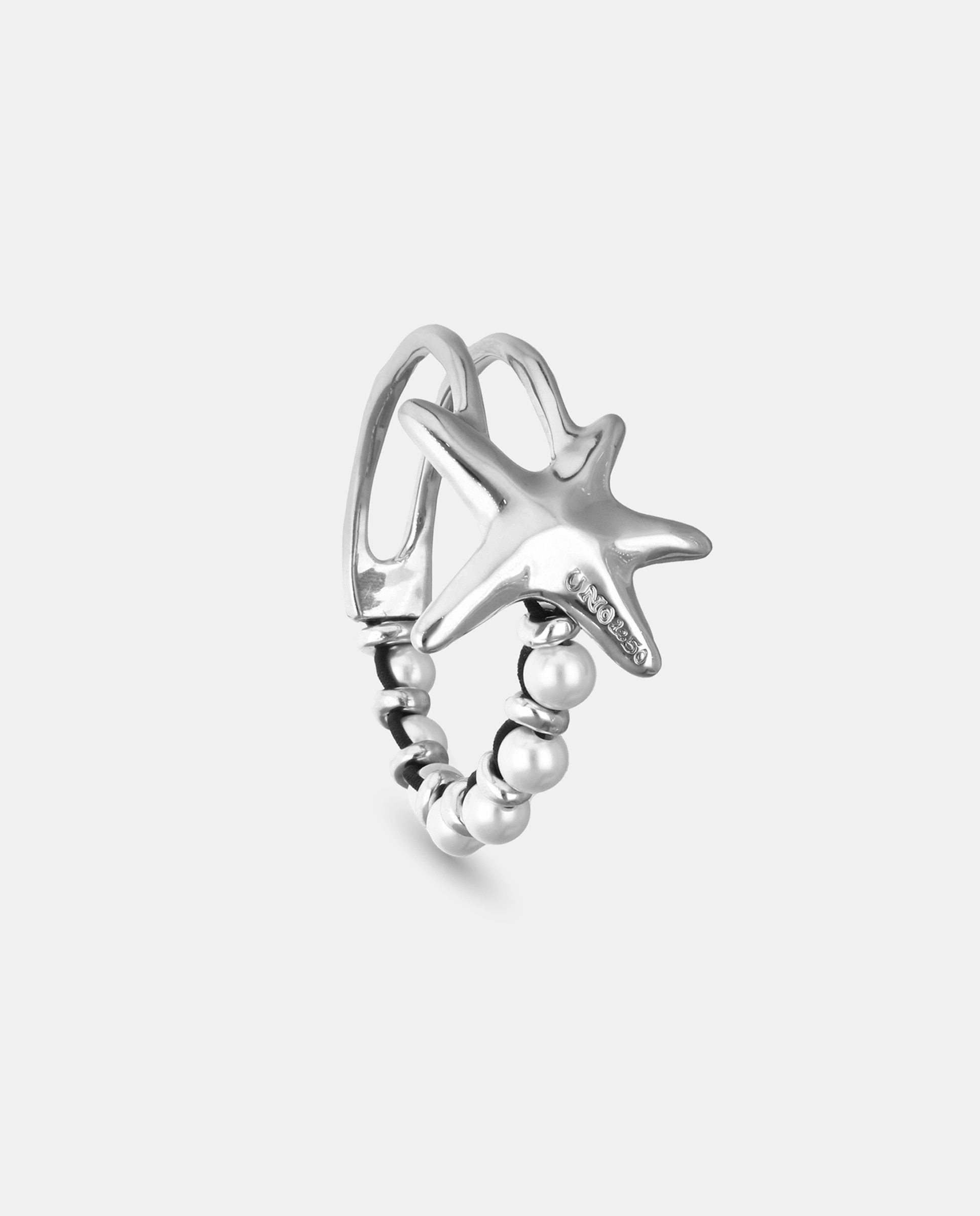 Pulseira Semirrígida Banhada em Prata com Forma de Estrela e Pérolas Prata-3