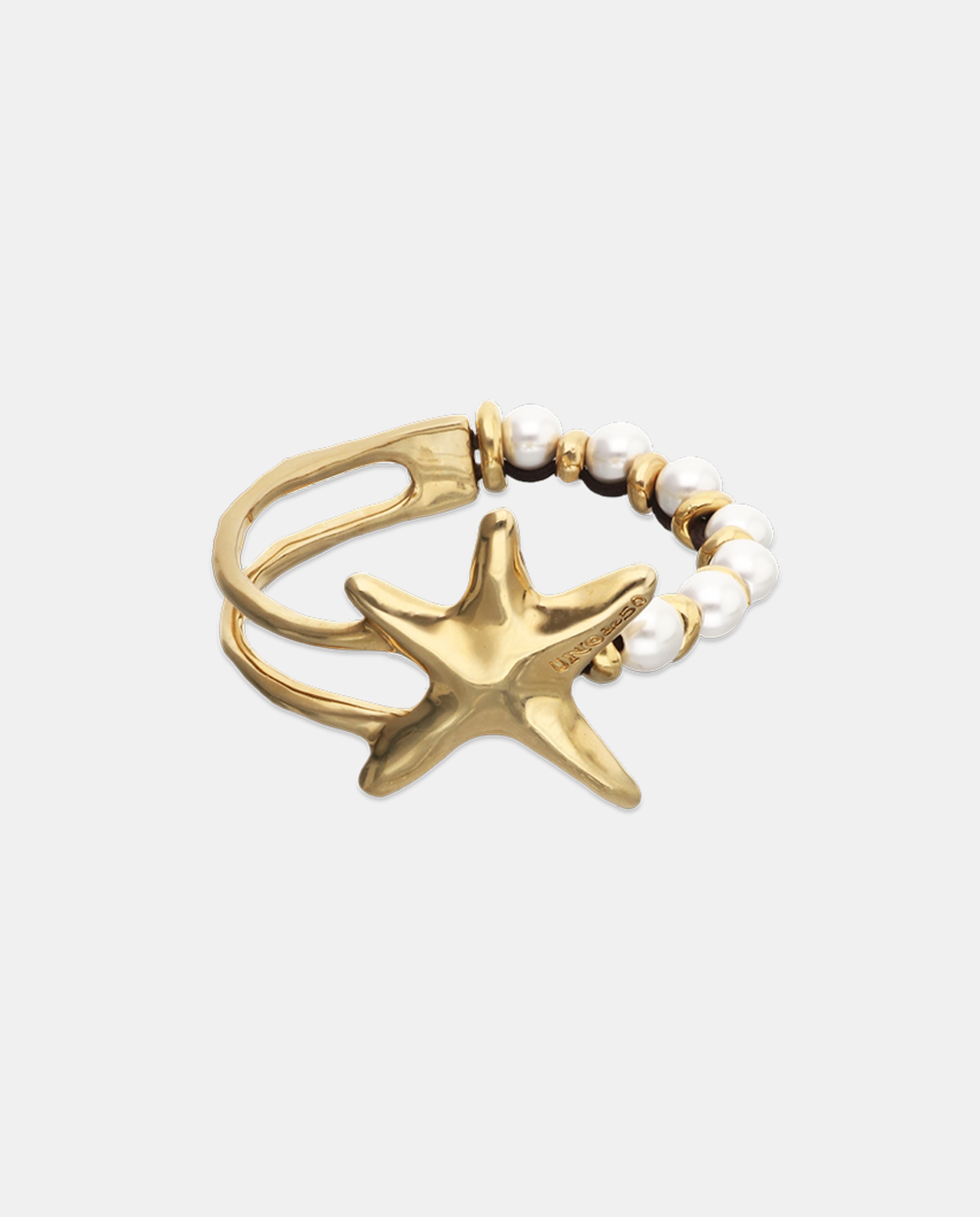Pulseira Semirrígida Banhada em Ouro 18k com Forma de Estrela e Pérolas Ouro-1
