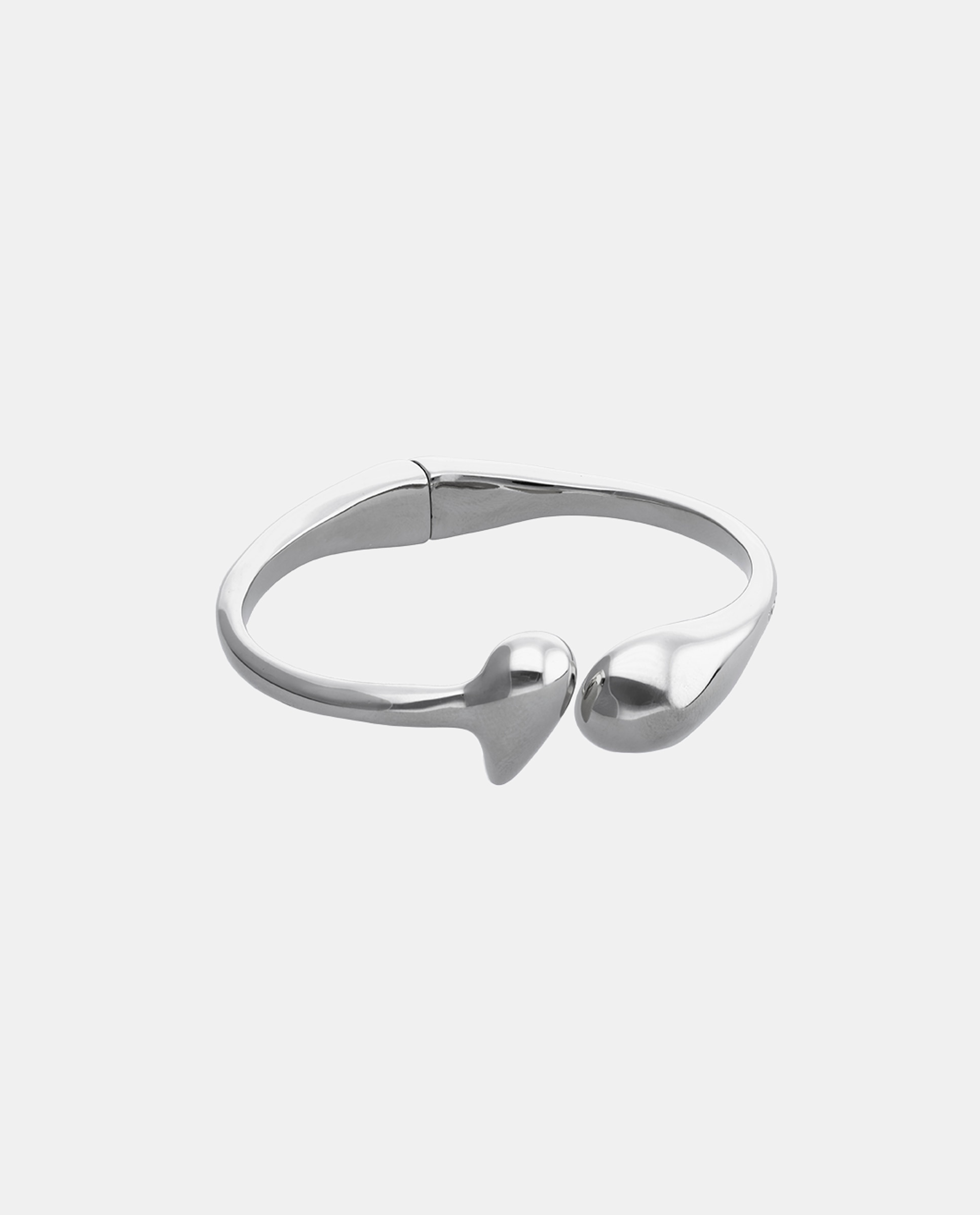 Pulseira Rígida Banhada em Prata com Uma Gota em Cada Extremo Prata-2