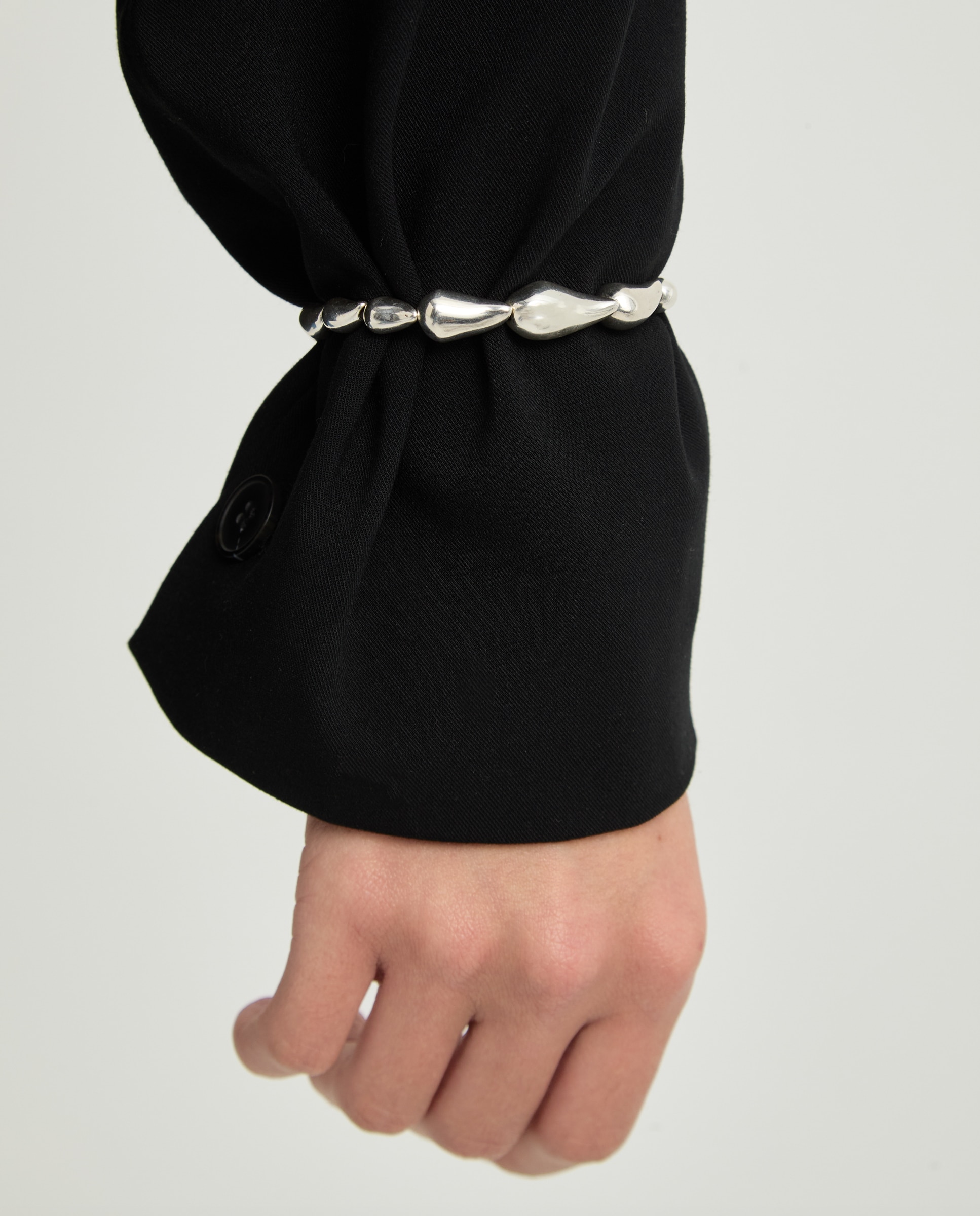 Pulseira com Elos Banhada a Prata com Forma de Gotas Prata-5