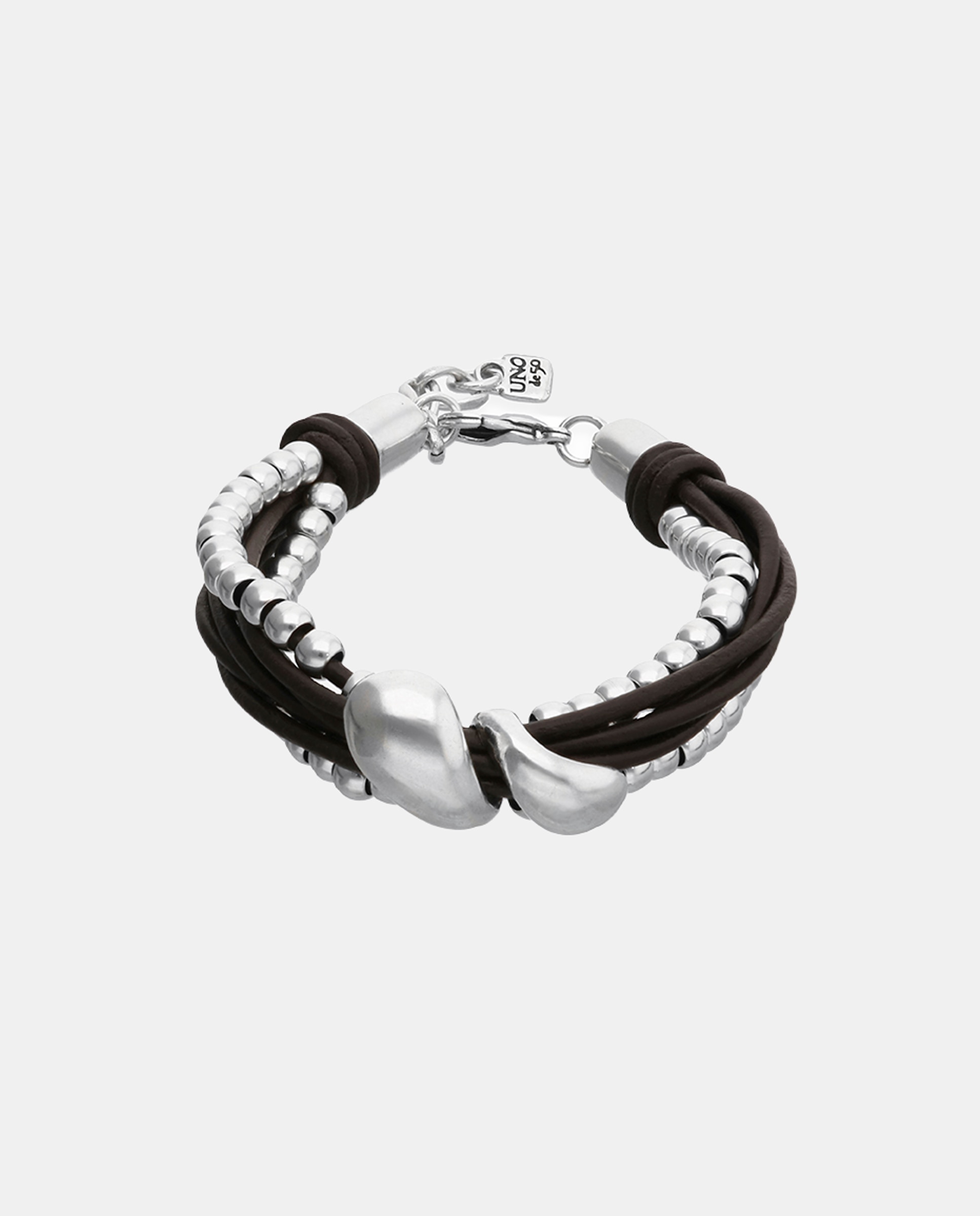 Imagem 0 de Pulseira Banhada em Prata com Duas Gotas e Couro