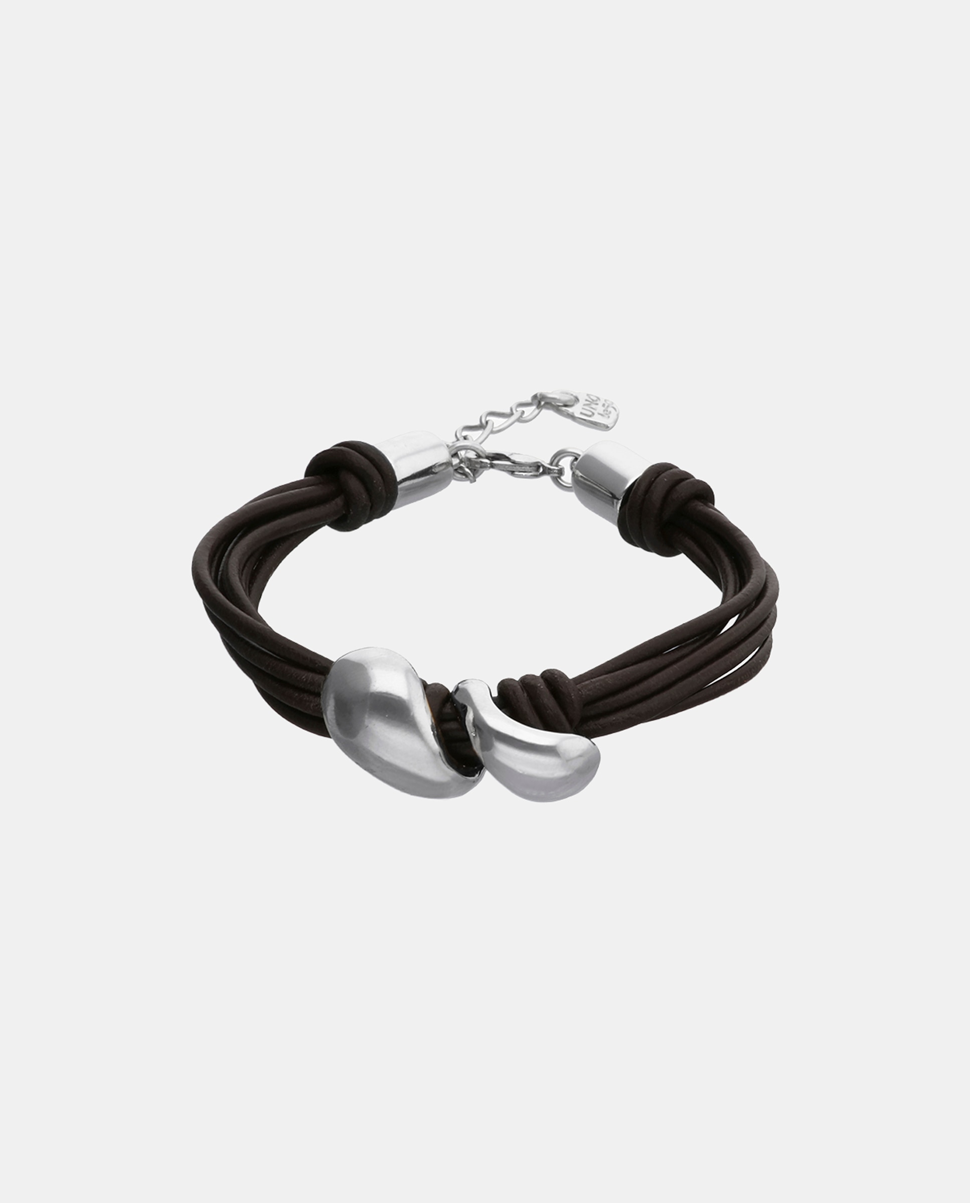 Imagem 0 de Pulseira de Couro com Duas Gotas Banhadas em Prata
