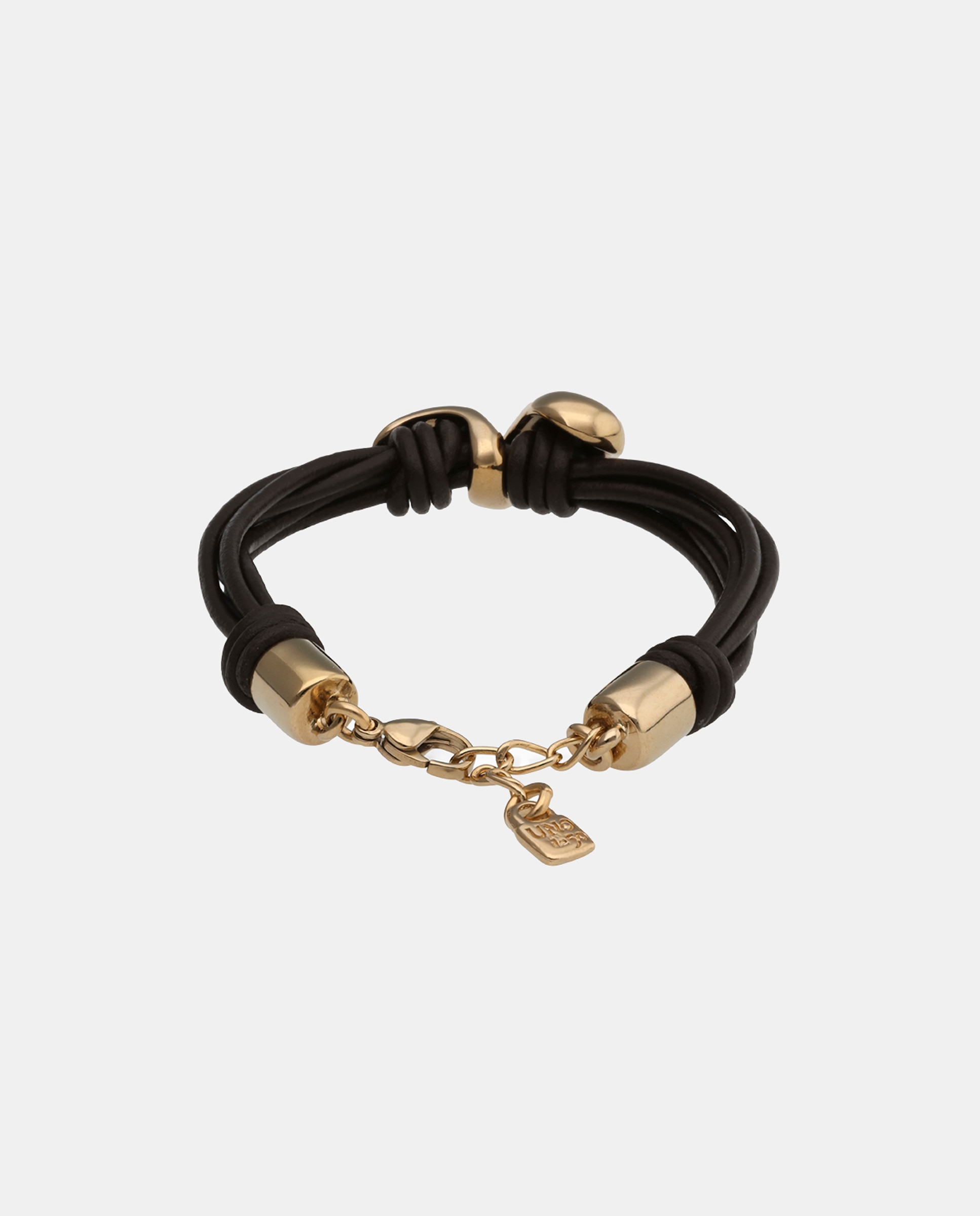Pulseira de Couro com Duas Gotas Banhadas em Ouro 18k Ouro-2