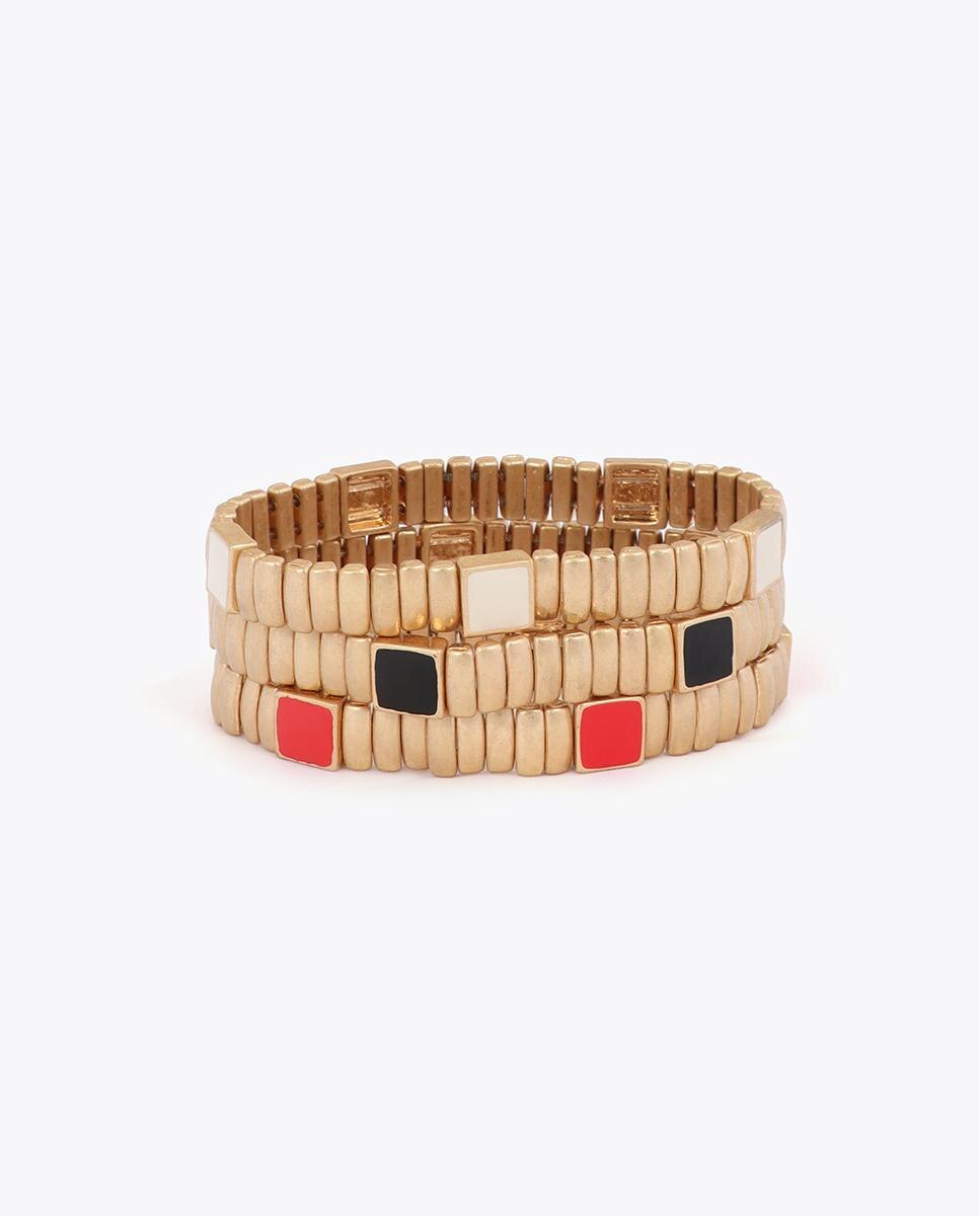 Pulseira com Charms Elásticas Metálicas com Detalhes de Cor Multicolor-1