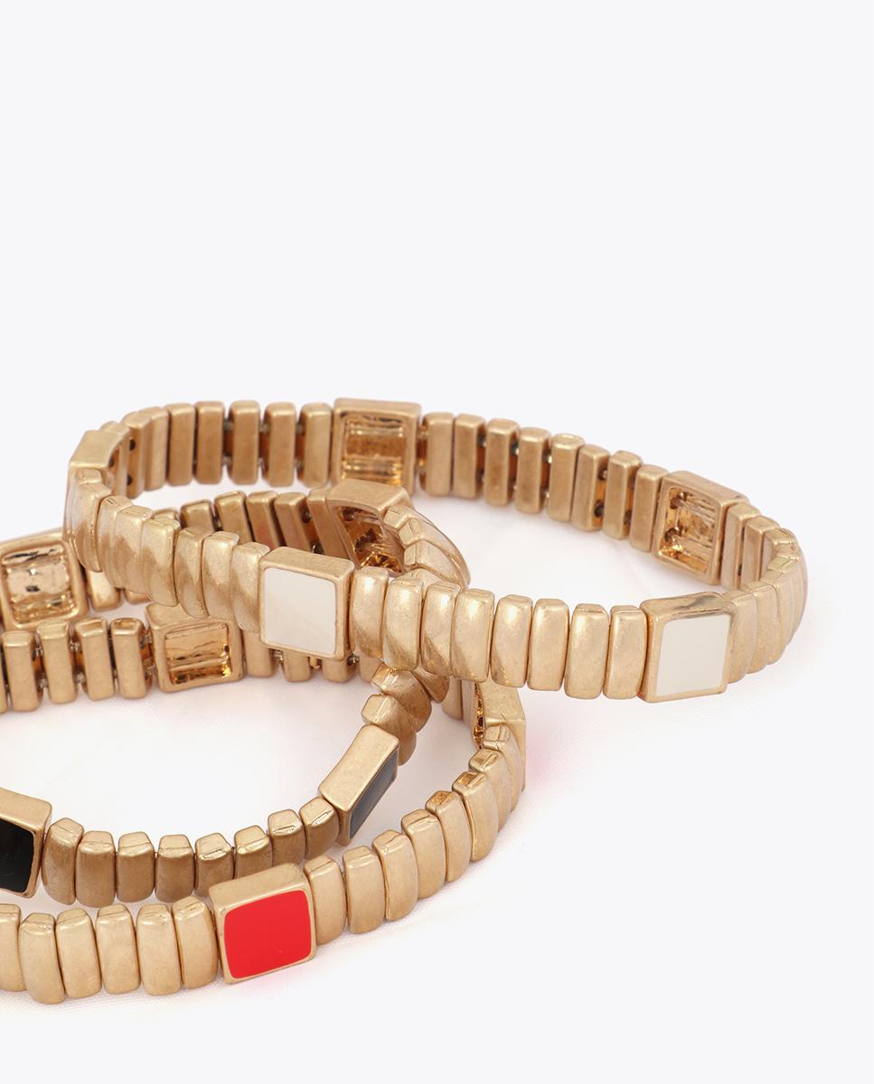 Pulseira com Charms Elásticas Metálicas com Detalhes de Cor Multicolor-3