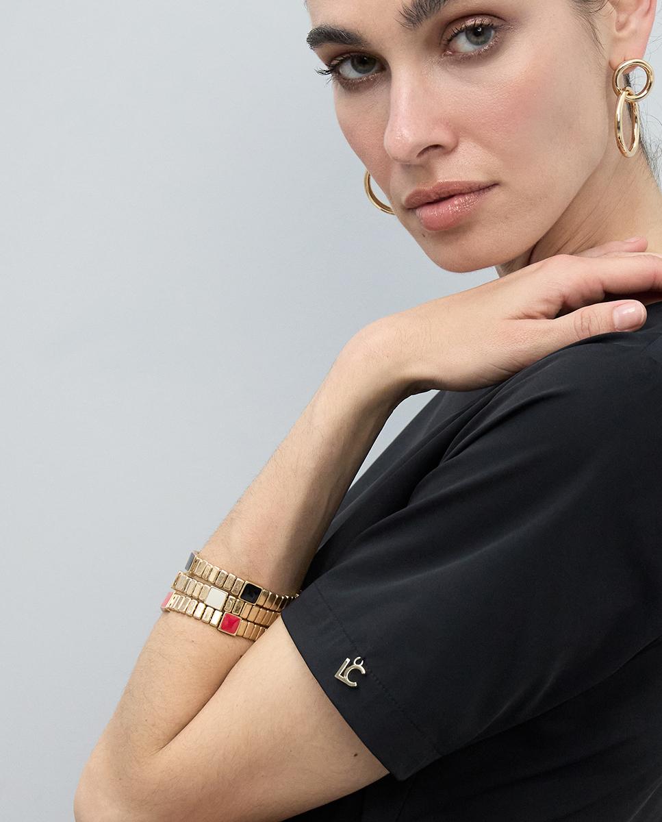 Pulseira com Charms Elásticas Metálicas com Detalhes de Cor Multicolor-6