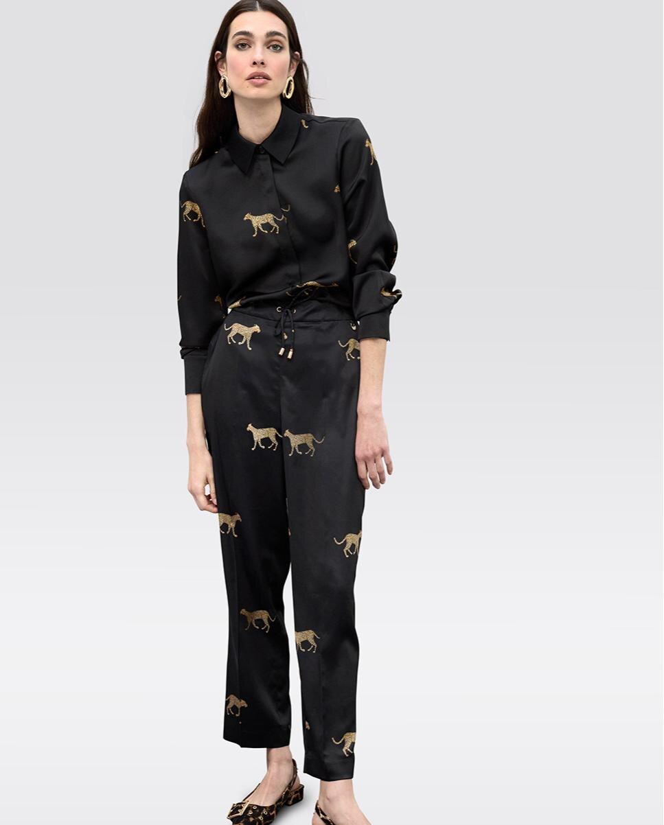 Imagem 0 de Calças Jogger Acetinadas com Estampado