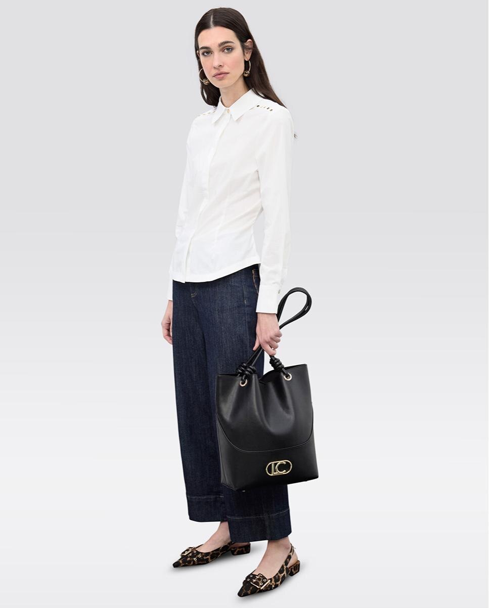 Camisa em Popelina com Detalhe de Tachas Branco-4
