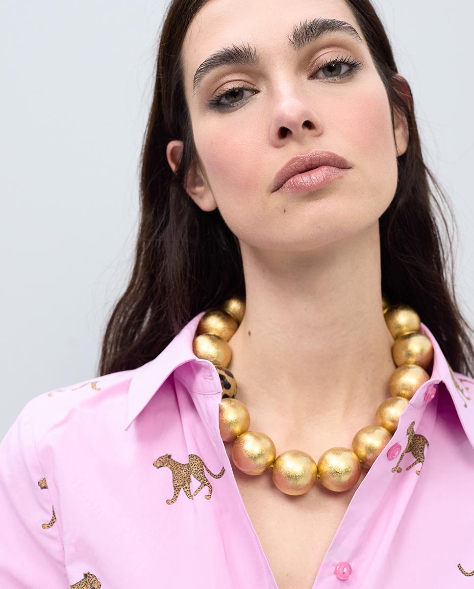 Camisa de Popelina com Print Leopardos Rosa-5