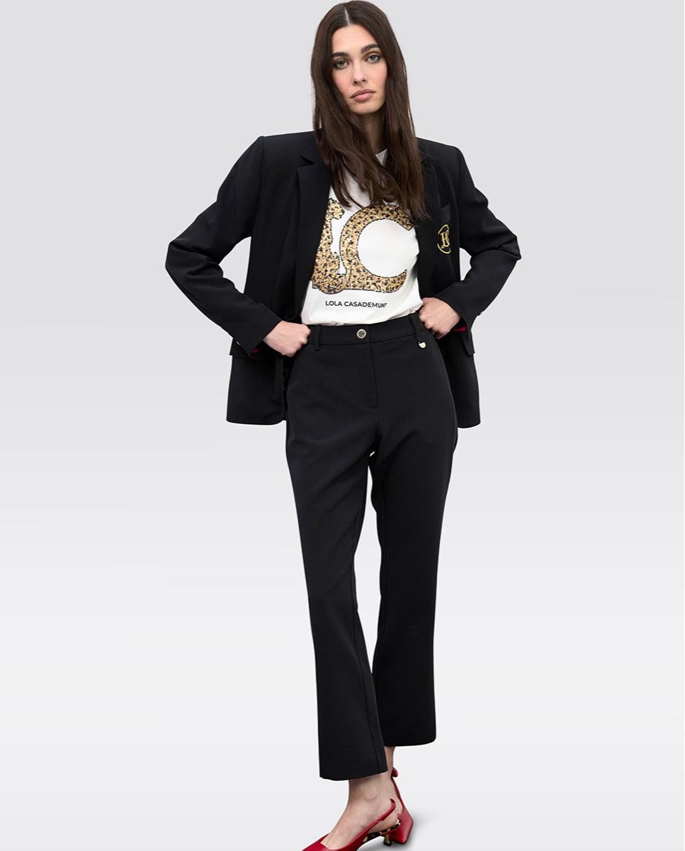 Imagem 0 de Calças à Boca de Sino Flare com Presilhas na Cintura