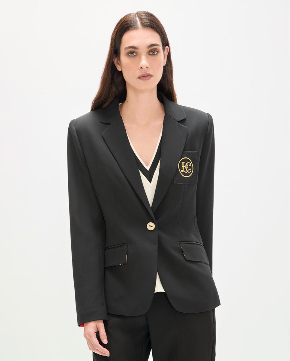 Blazer Ajustado com Fecho de Botão Preto-1