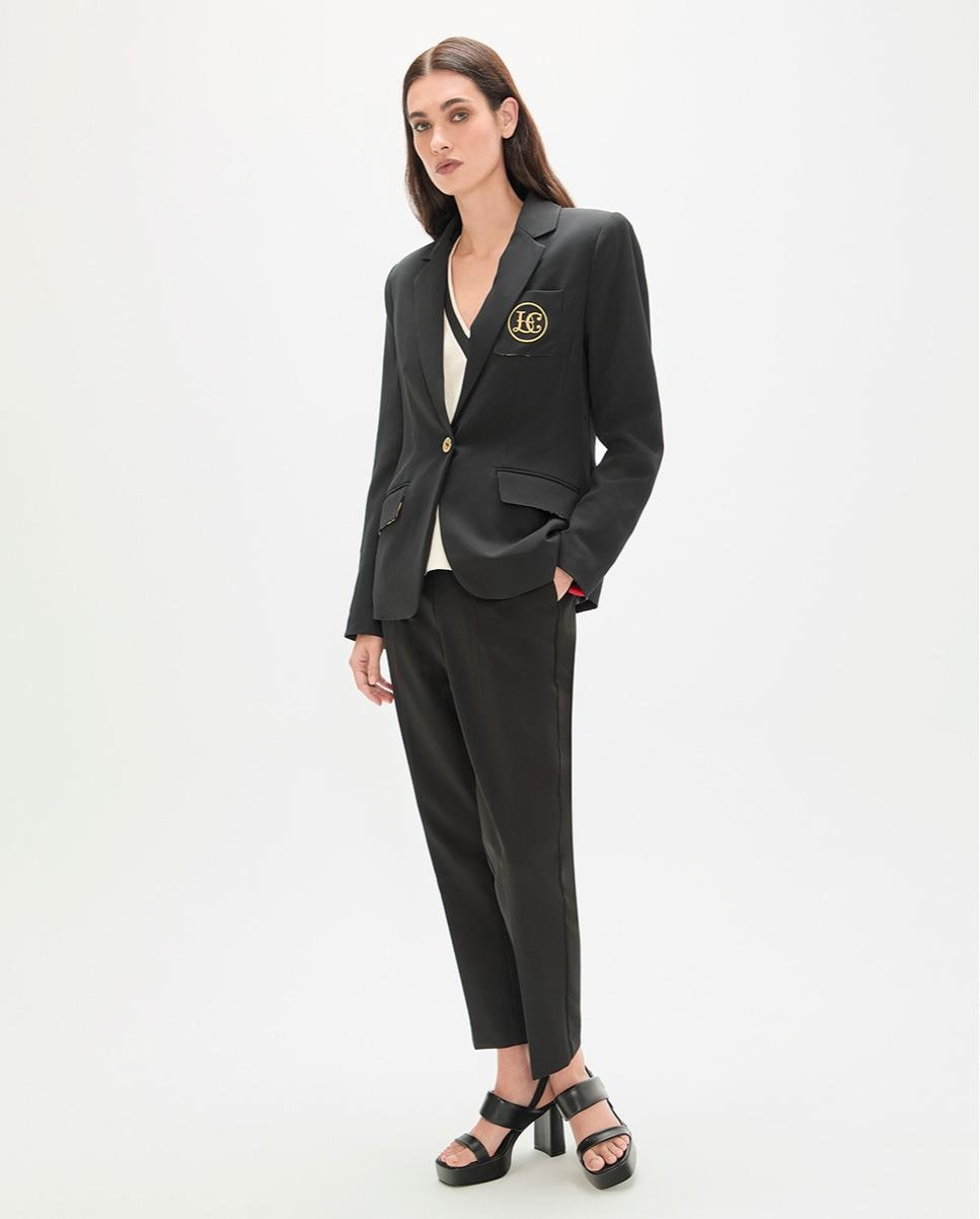 Blazer Ajustado com Fecho de Botão Preto-2