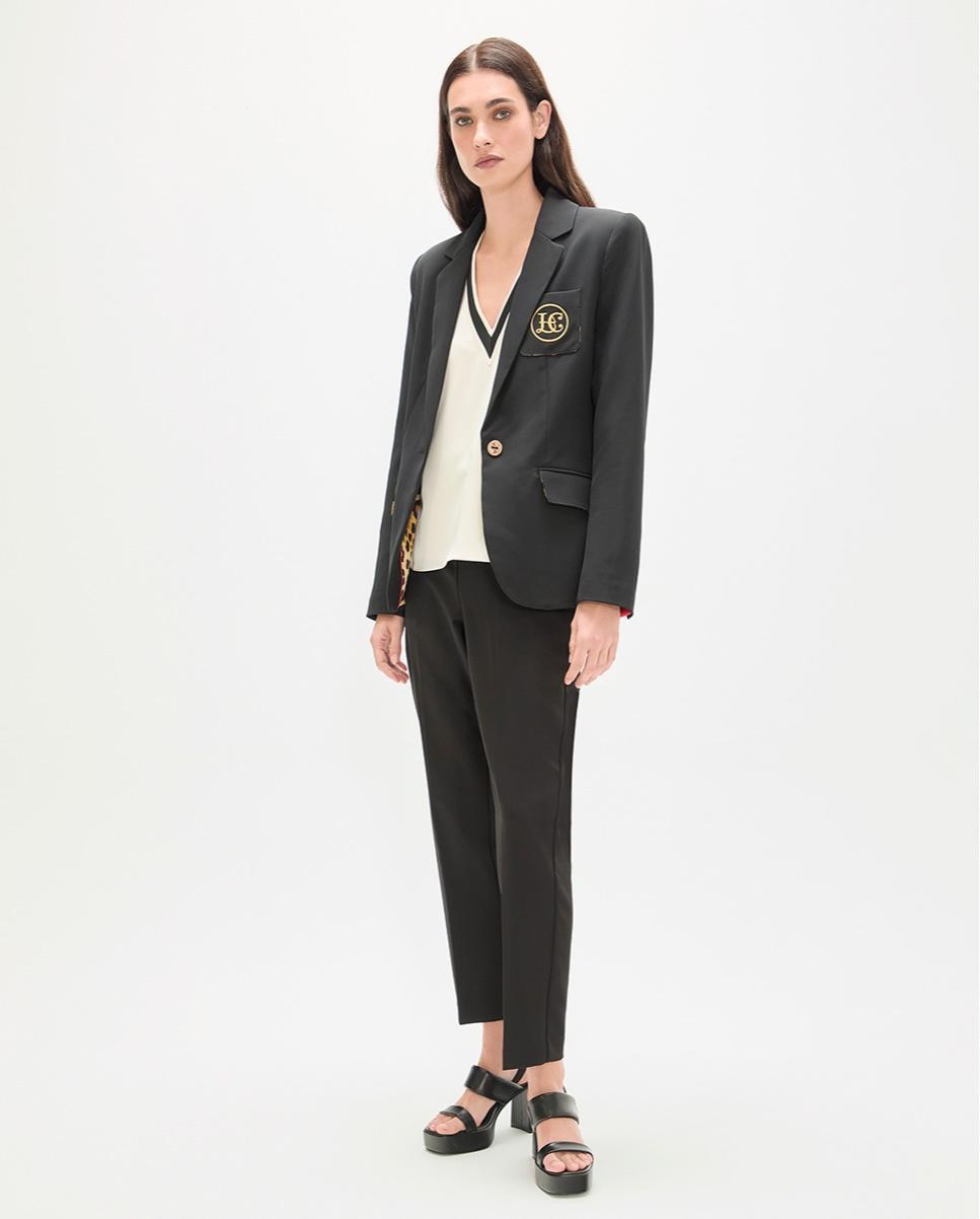 Blazer Ajustado com Fecho de Botão Preto-3