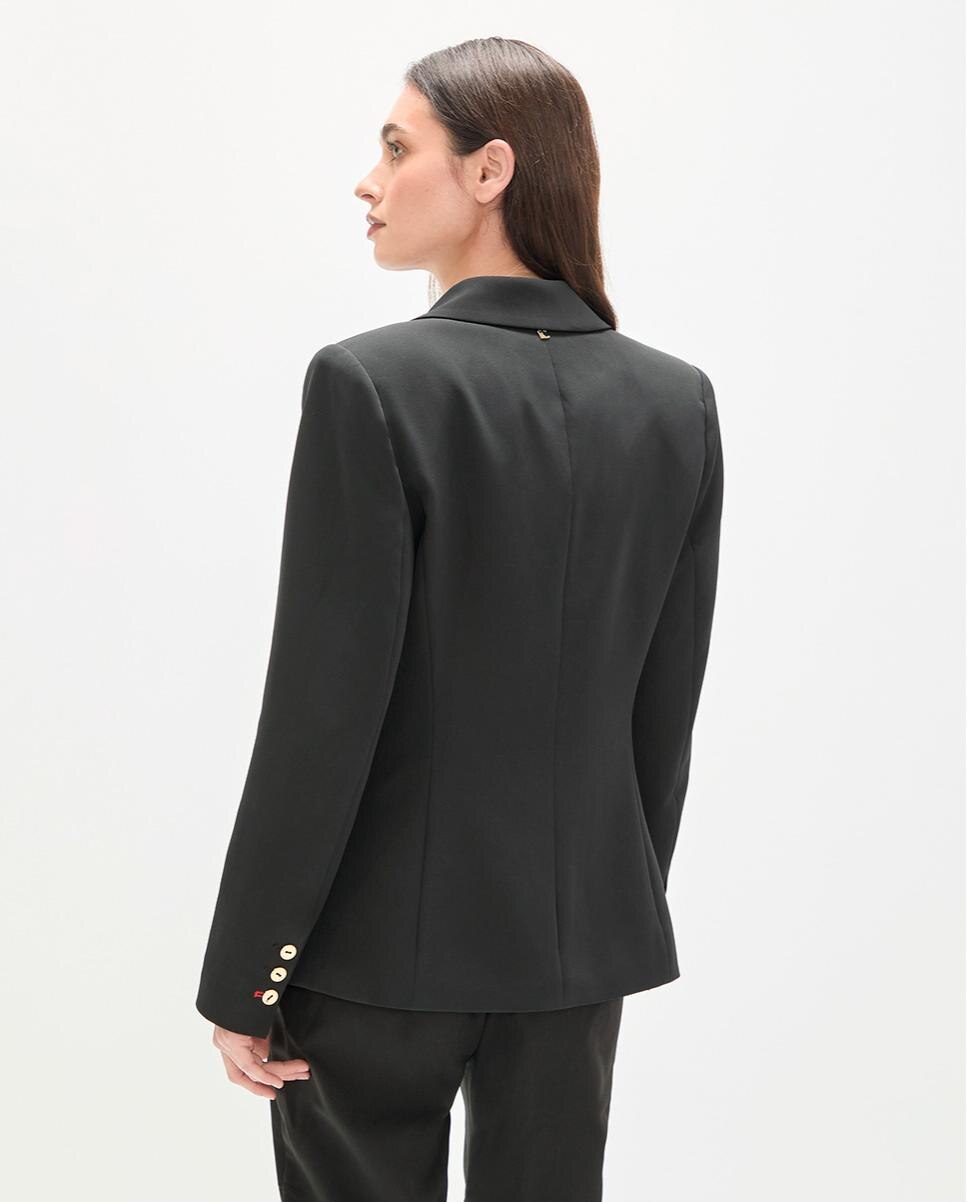 Blazer Ajustado com Fecho de Botão Preto-4