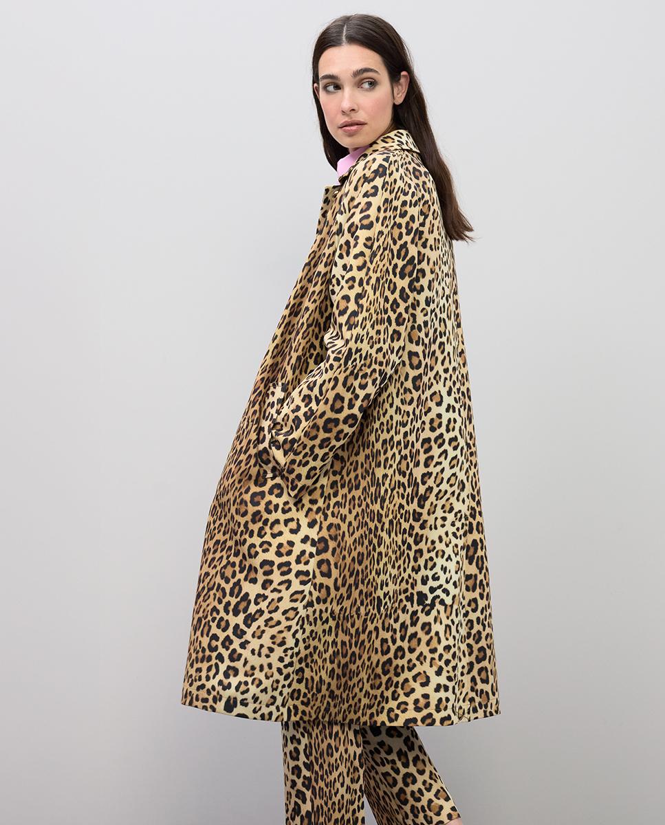 Gabardina Animal Print Resistente à Água Preto / Natural-4