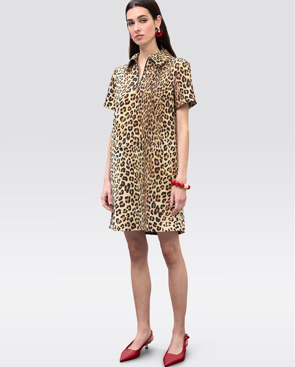 Imagem 0 de Vestido Tipo Camisa Curto Animal Print