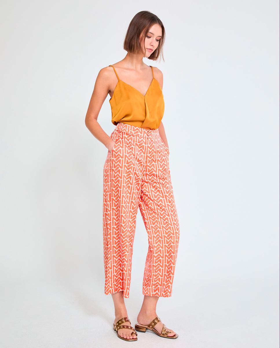 Imagem 0 de Calças Largas Culotte Acetinadas com Estampado