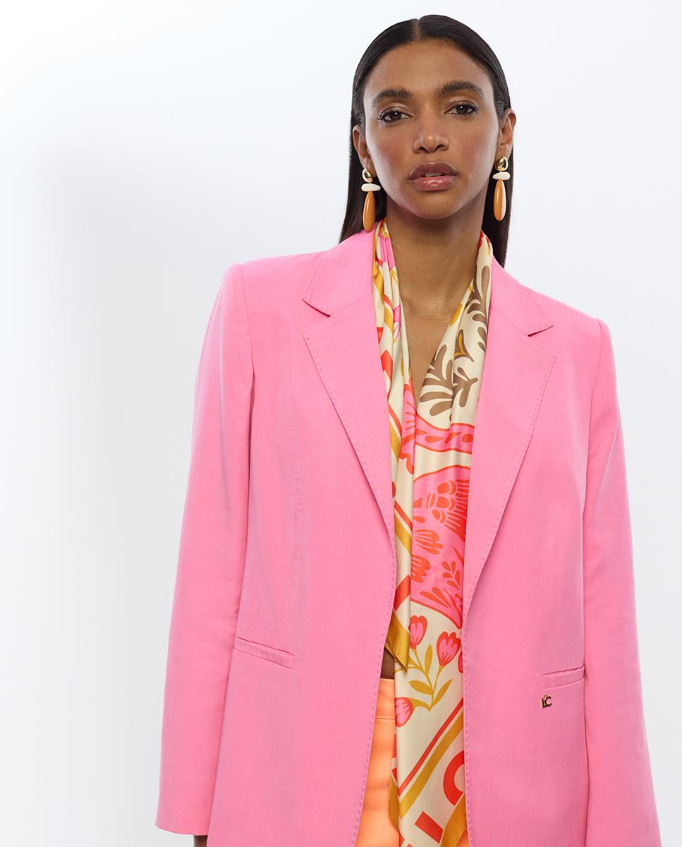 Blazer Regular sem Fecho Rosa-1