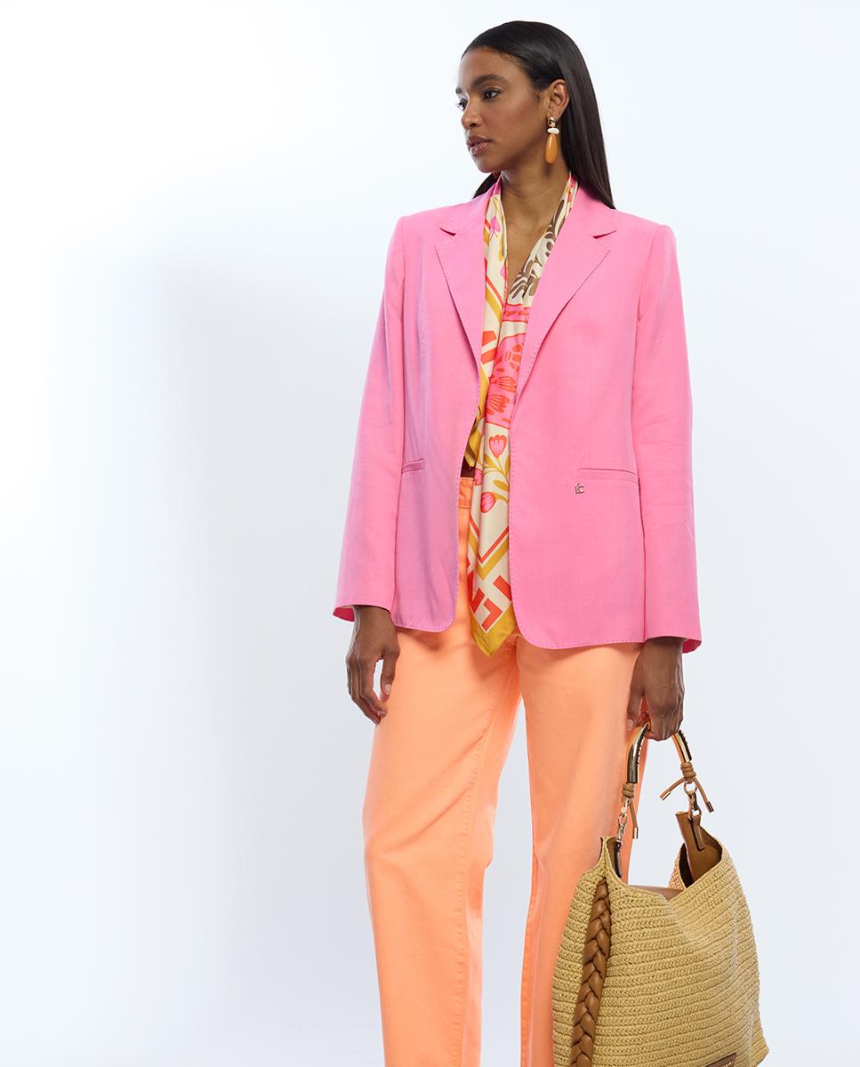 Blazer Regular sem Fecho Rosa-3