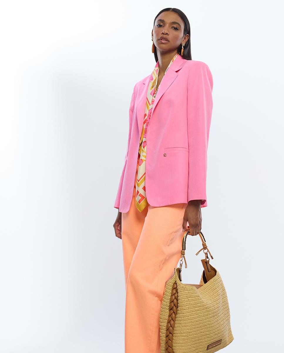 Blazer Regular sem Fecho Rosa-4