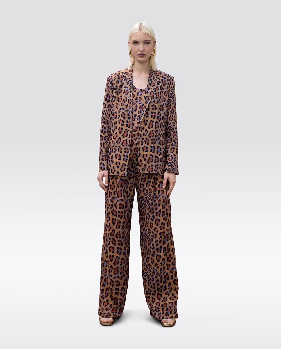 Blazer com Corte a Direito em Animal Print Multicolor-3