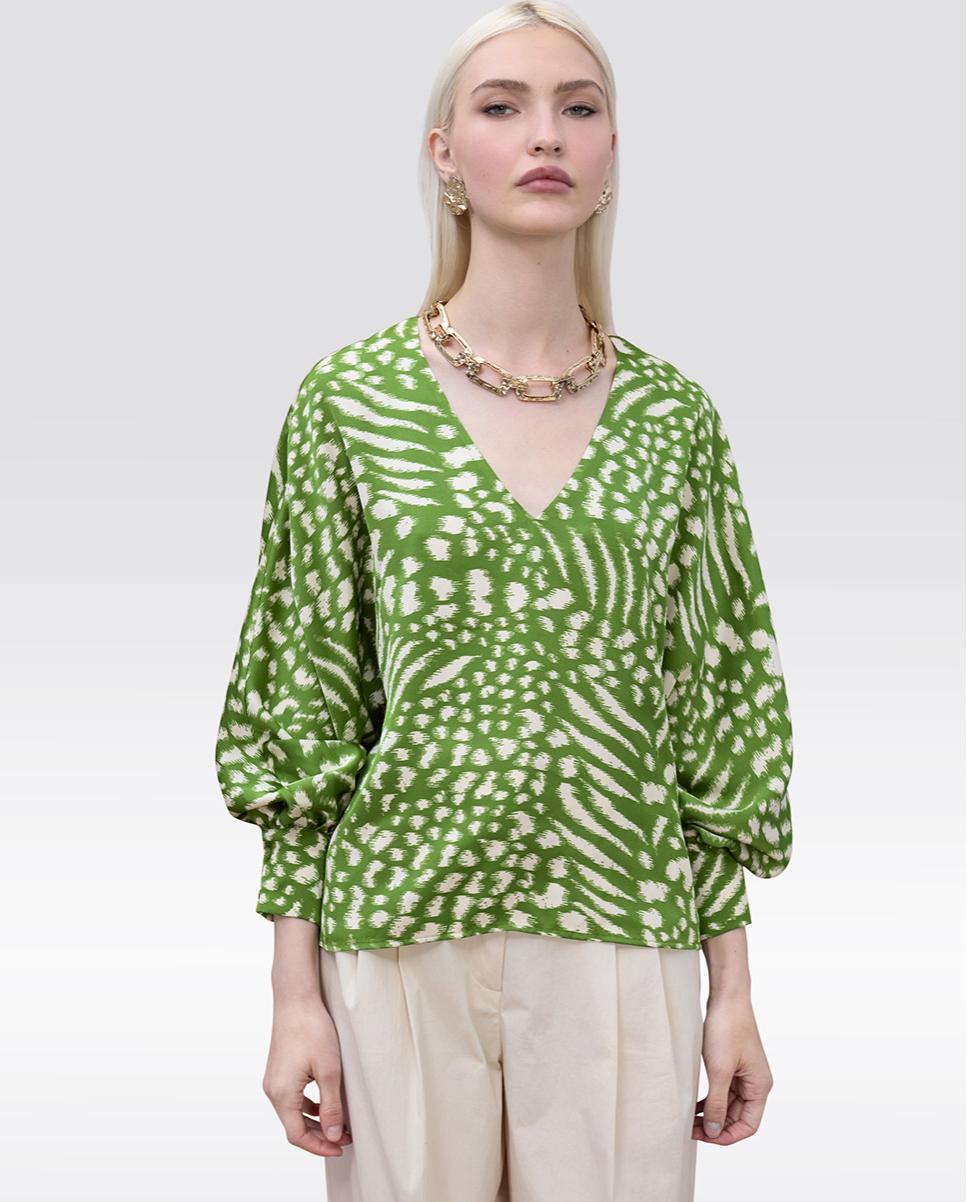 Imagem 0 de Blusa Estampada com Decote em V