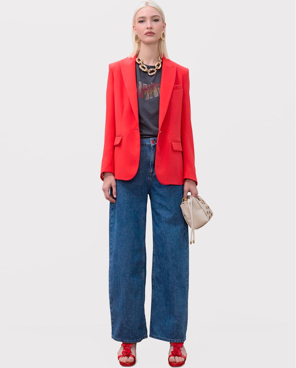 Imagem 0 de Jeans Largos Wideleg com Bordado nos Bolsos Posteriores