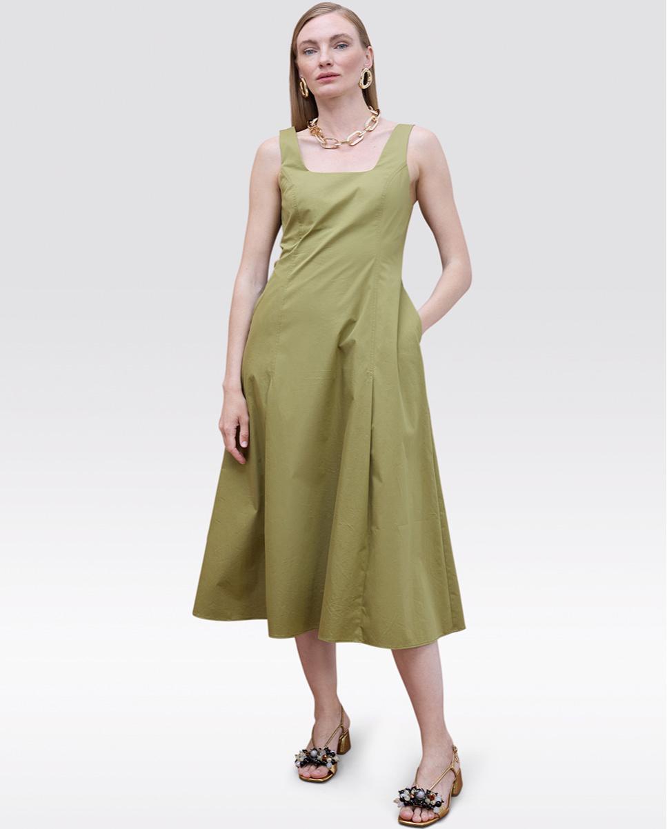 Imagem 0 de Vestido Midi em Popelina de Alças